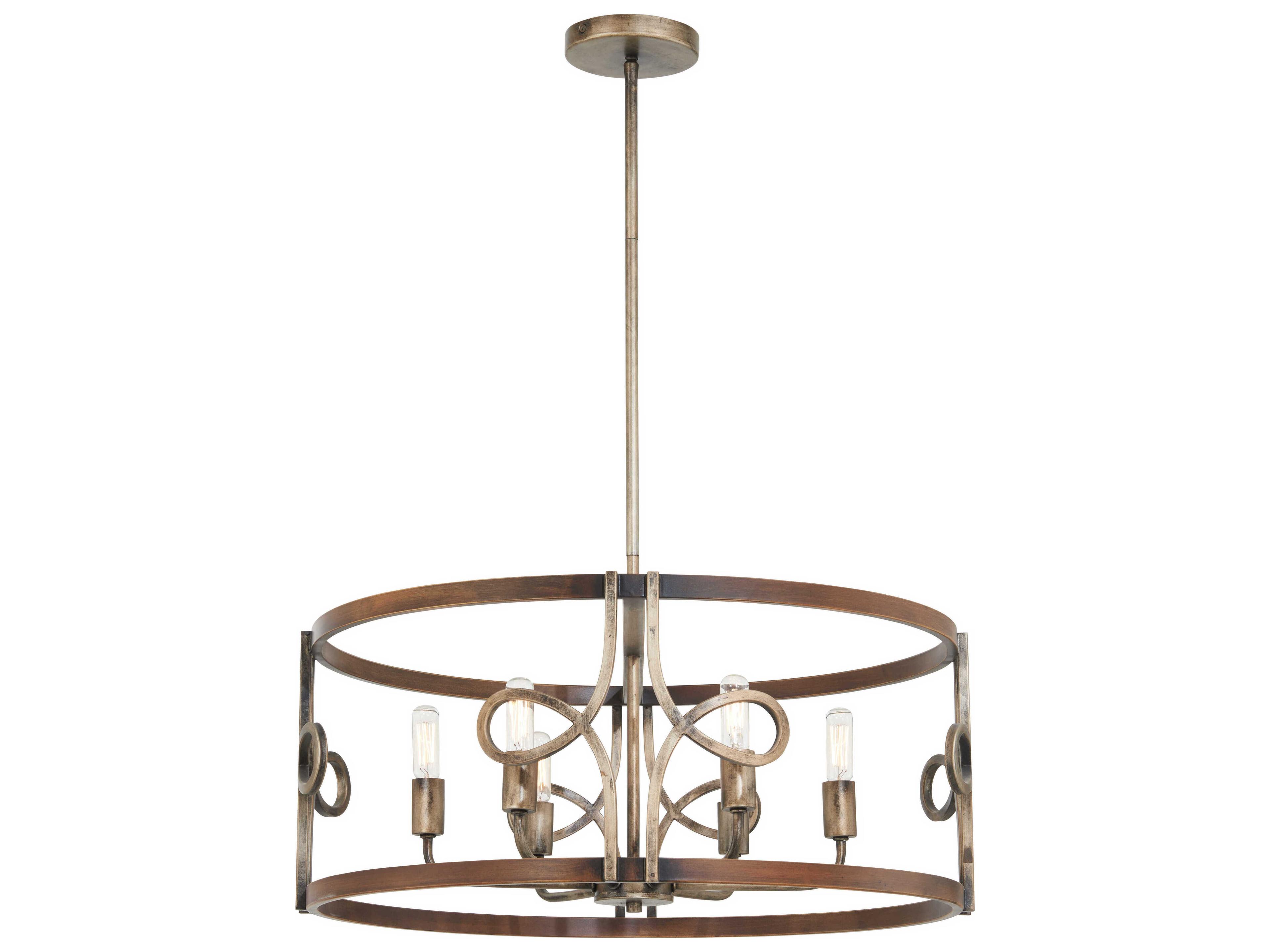 Yorkville 6-Light Aged Darkwood Silver Patina Brown Chandelier