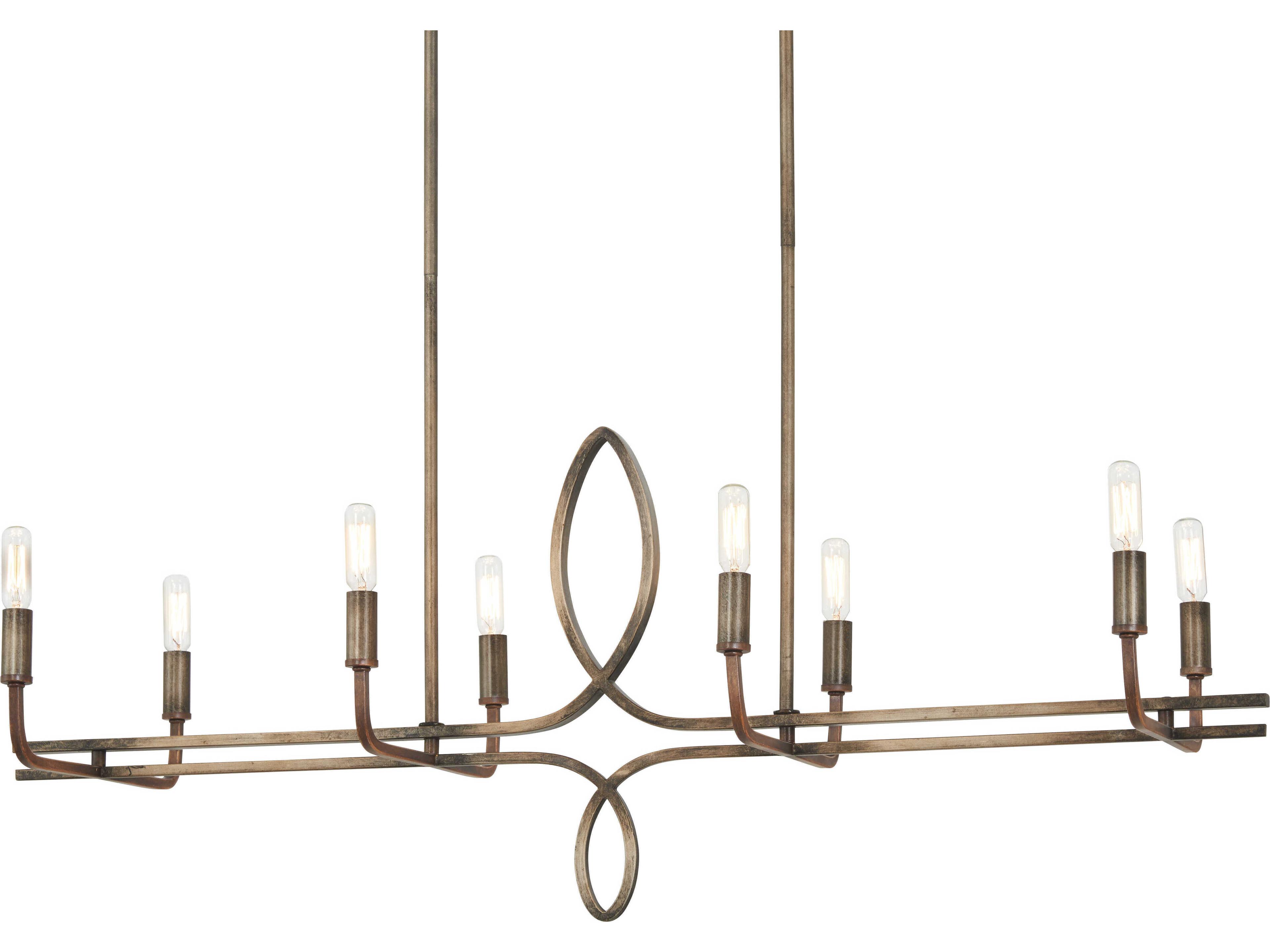 Yorkville 8-Light Aged Darkwood Silver Patina Brown Linear Island Pendant