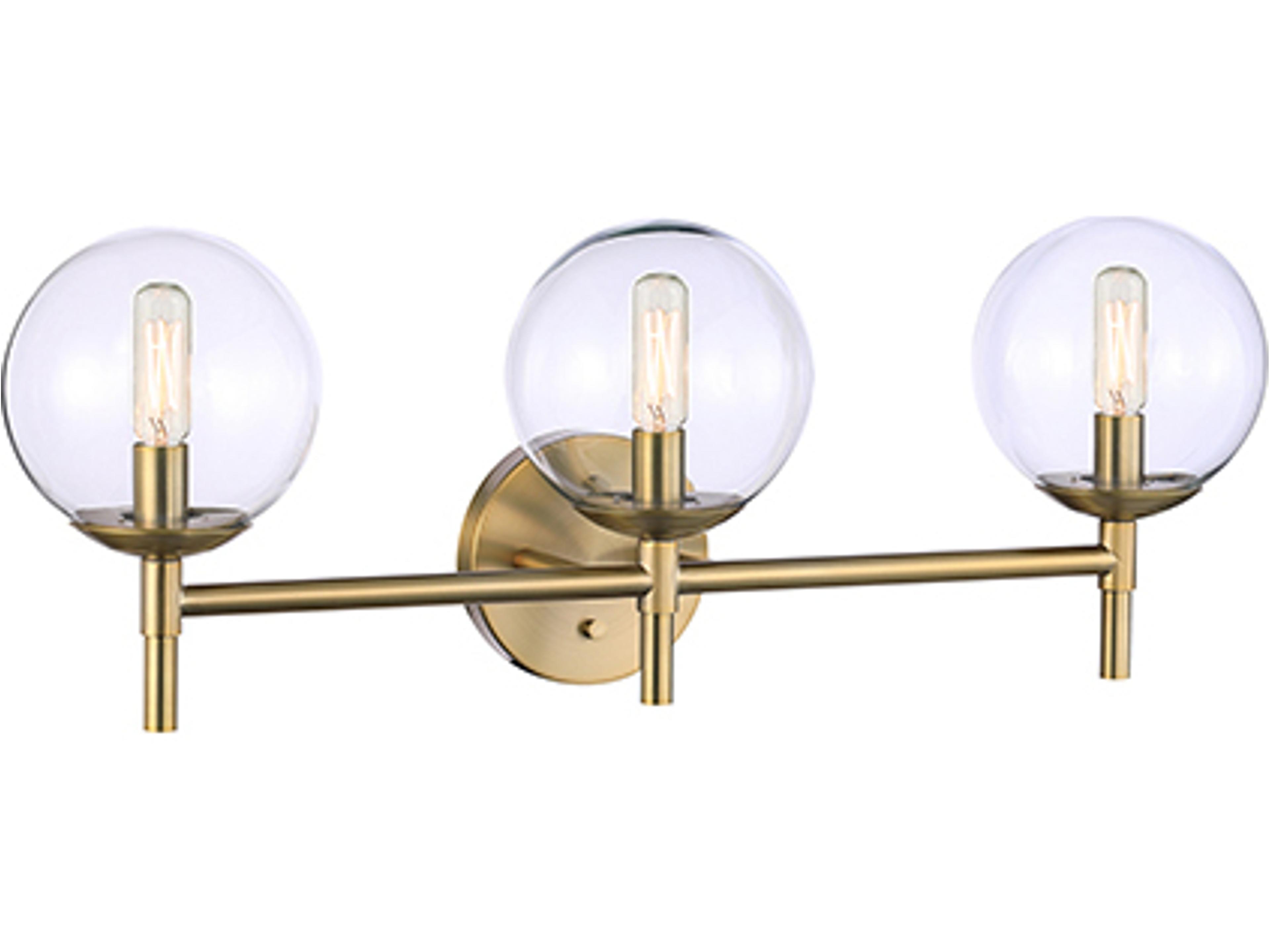 Auresa 3-Light Soft Brass Glass Vanity Light