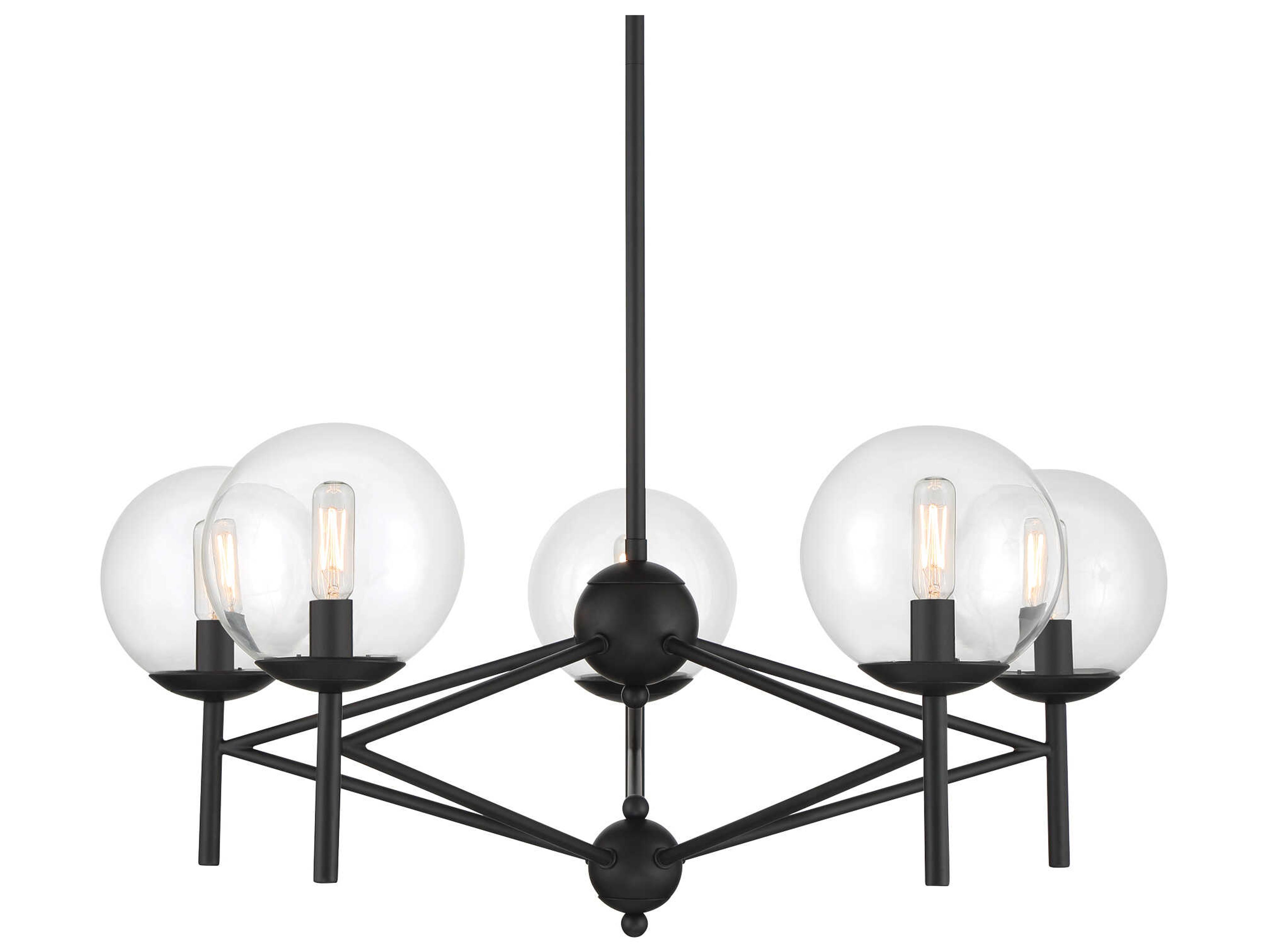 Auresa 5-Light Coal Black Glass Globe Chandelier