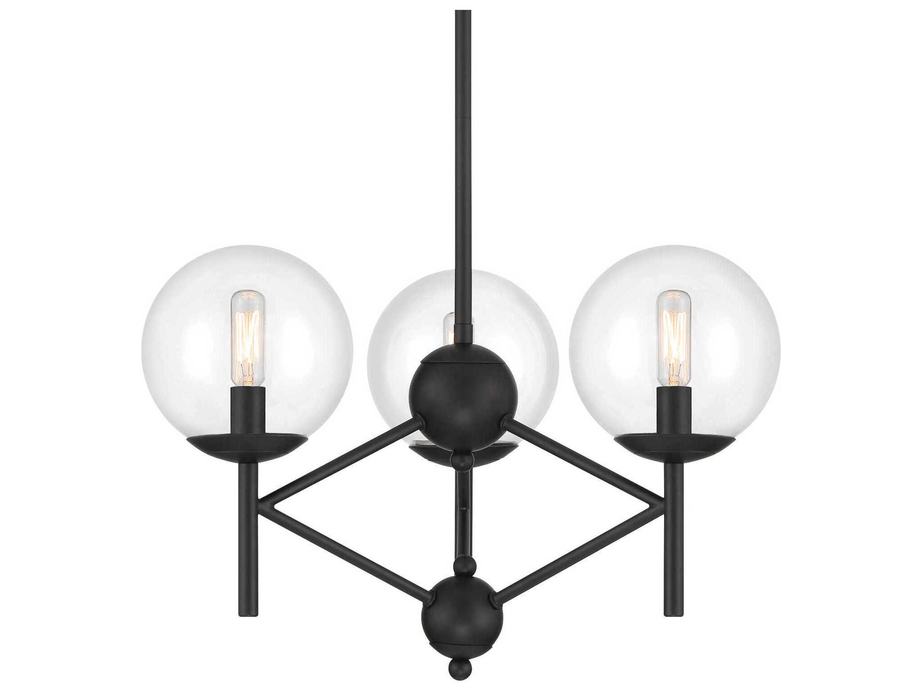 Auresa 3-Light Coal Black Glass Candelabra Globe Chandelier