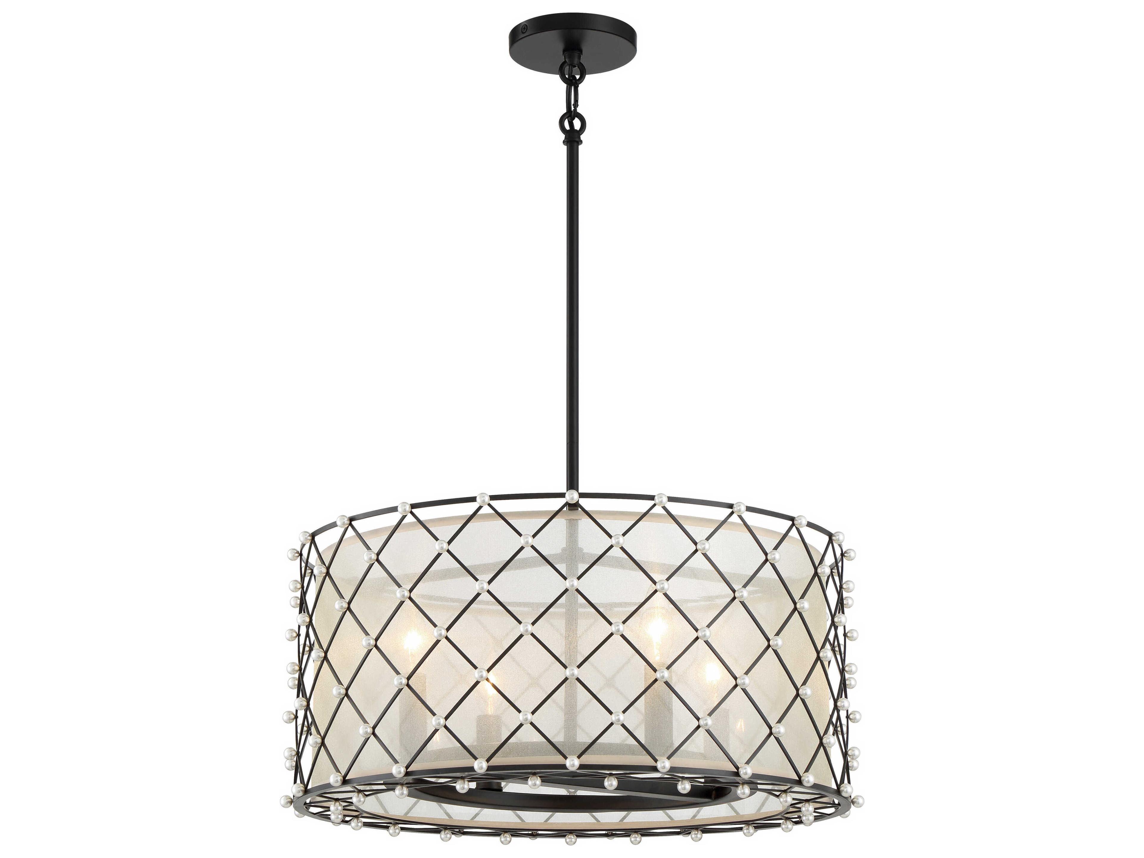 Sheer Elegance 4-Light Coal Black Drum Pendant