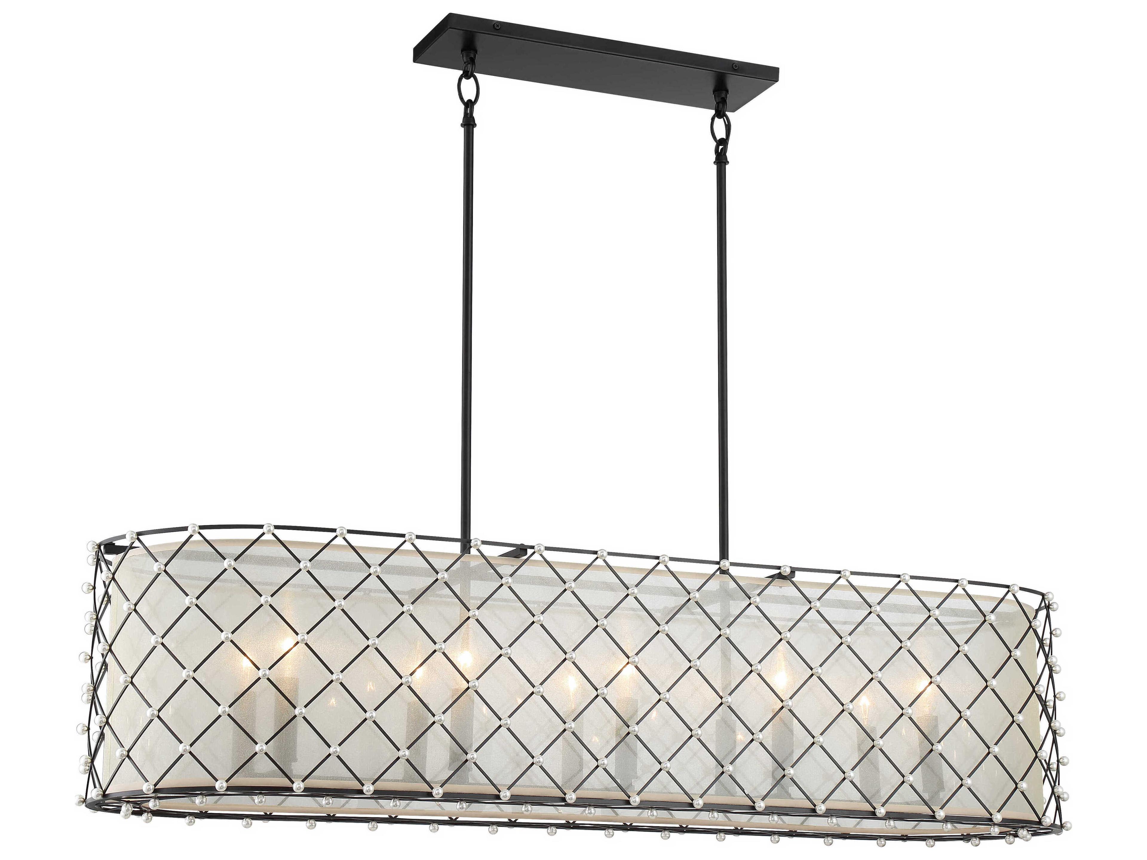 Sheer Elegance 10-Light Coal Black Linear Island Pendant