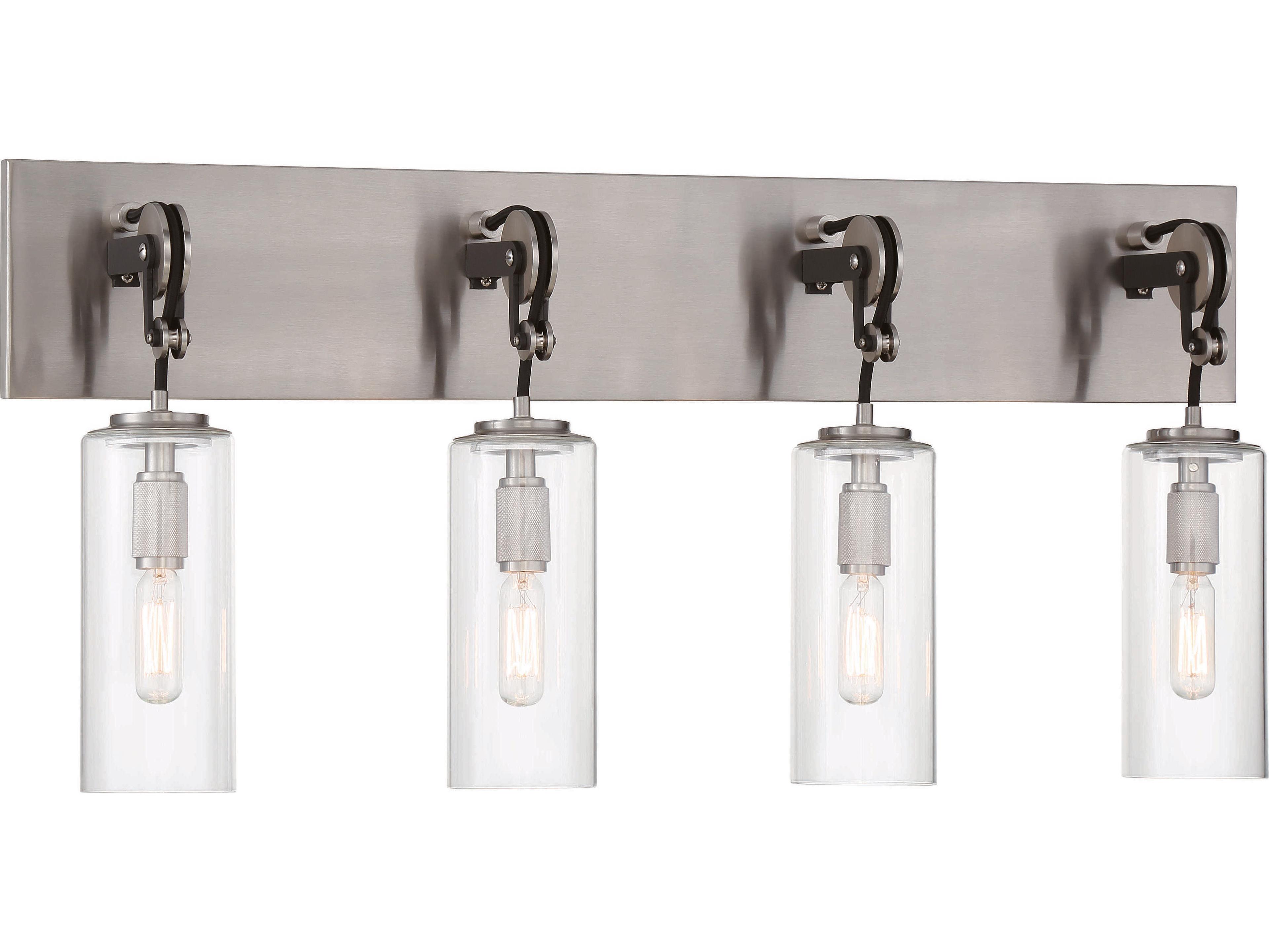 Pullman Junction 4-Light Coal Brushed Nickel Black Glass Vanity Light