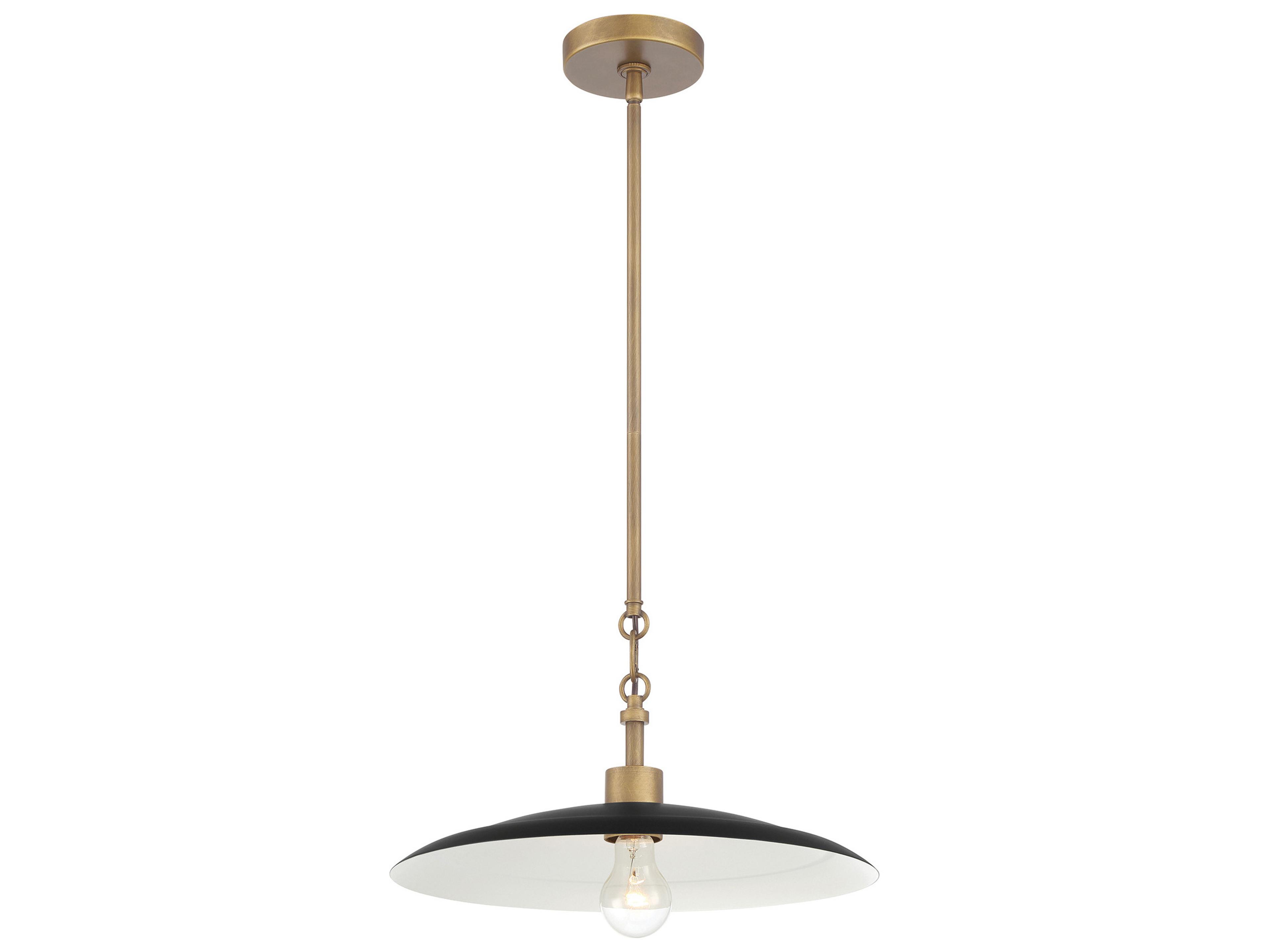 Minka Lavery York 1-Light Natural Brass Dark Matte Coal Dome Pendant