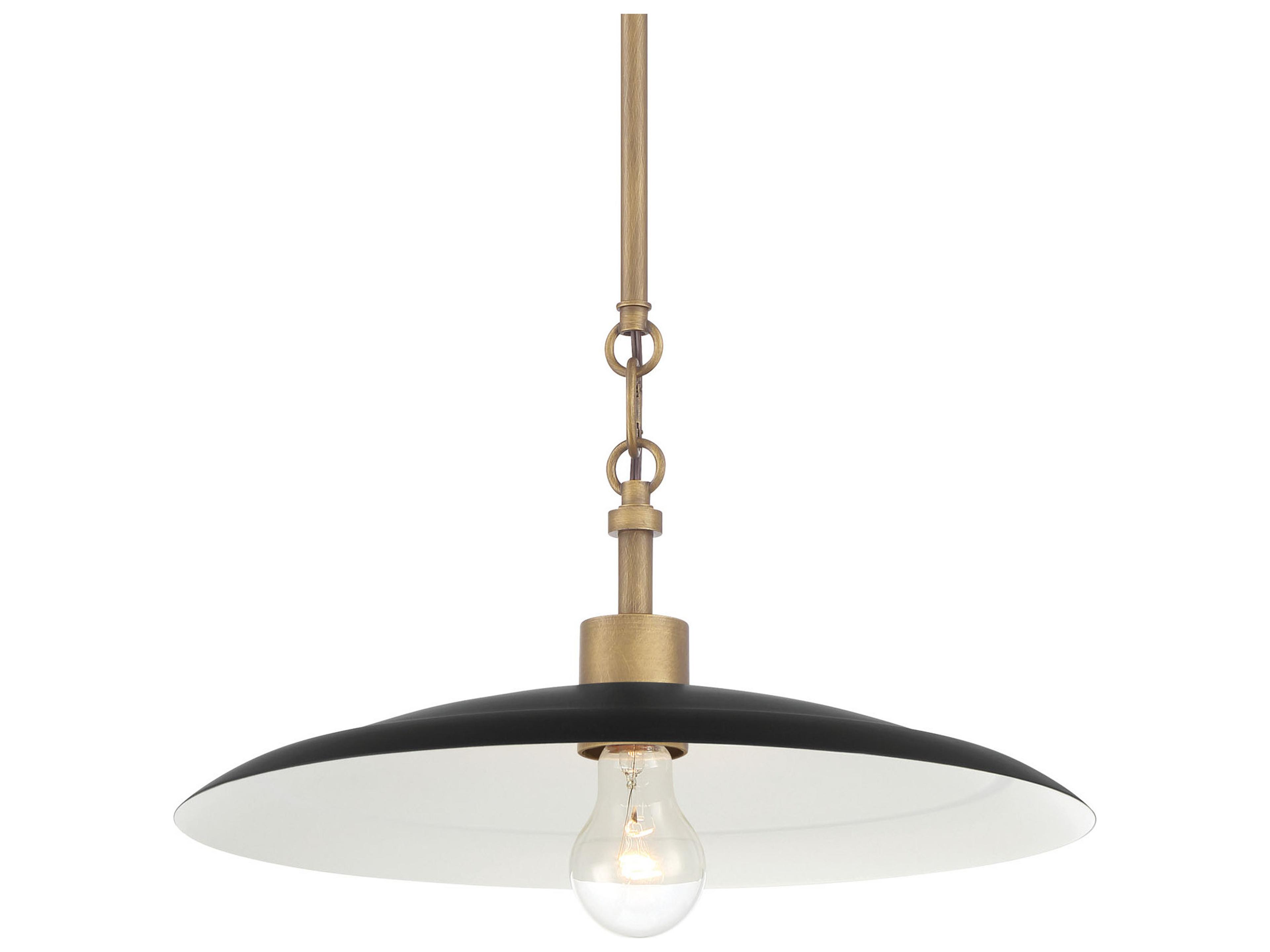 Minka Lavery York 1-Light Natural Brass Dark Matte Coal Dome Pendant