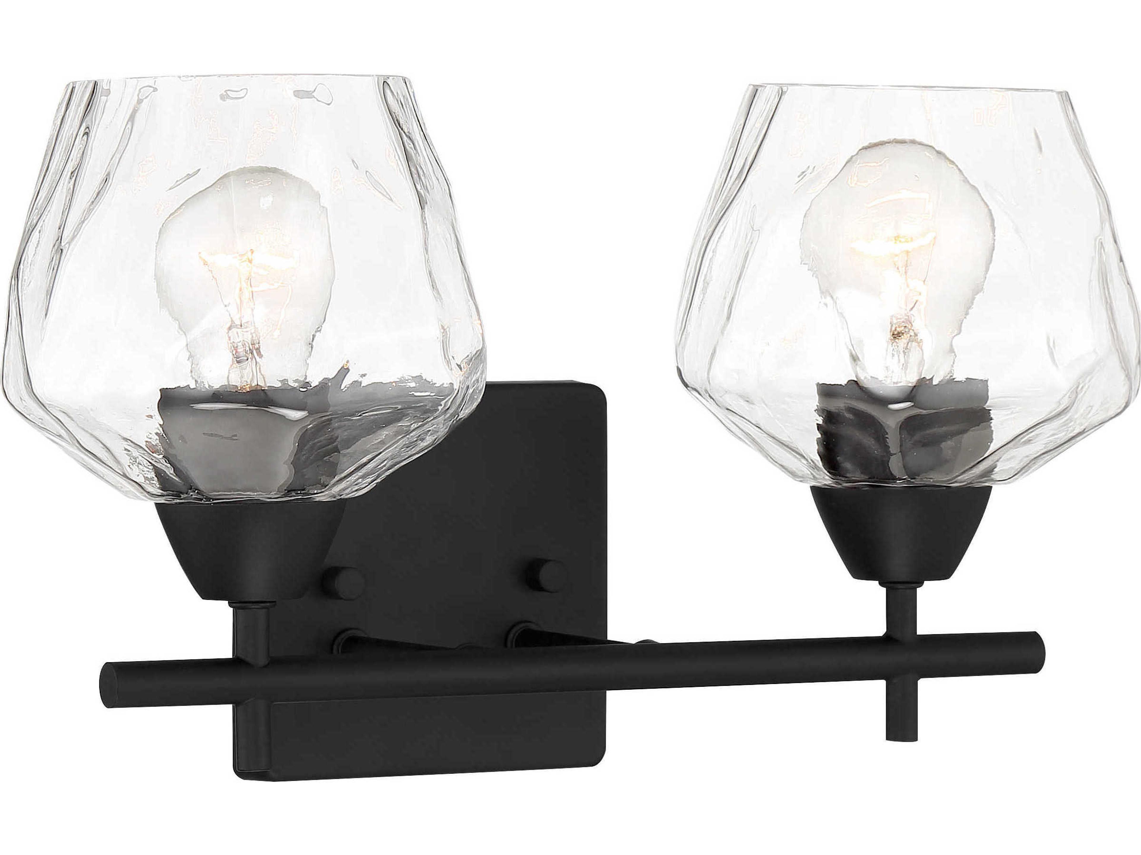 Camrin 2-Light Coal Black Glass Vanity Light