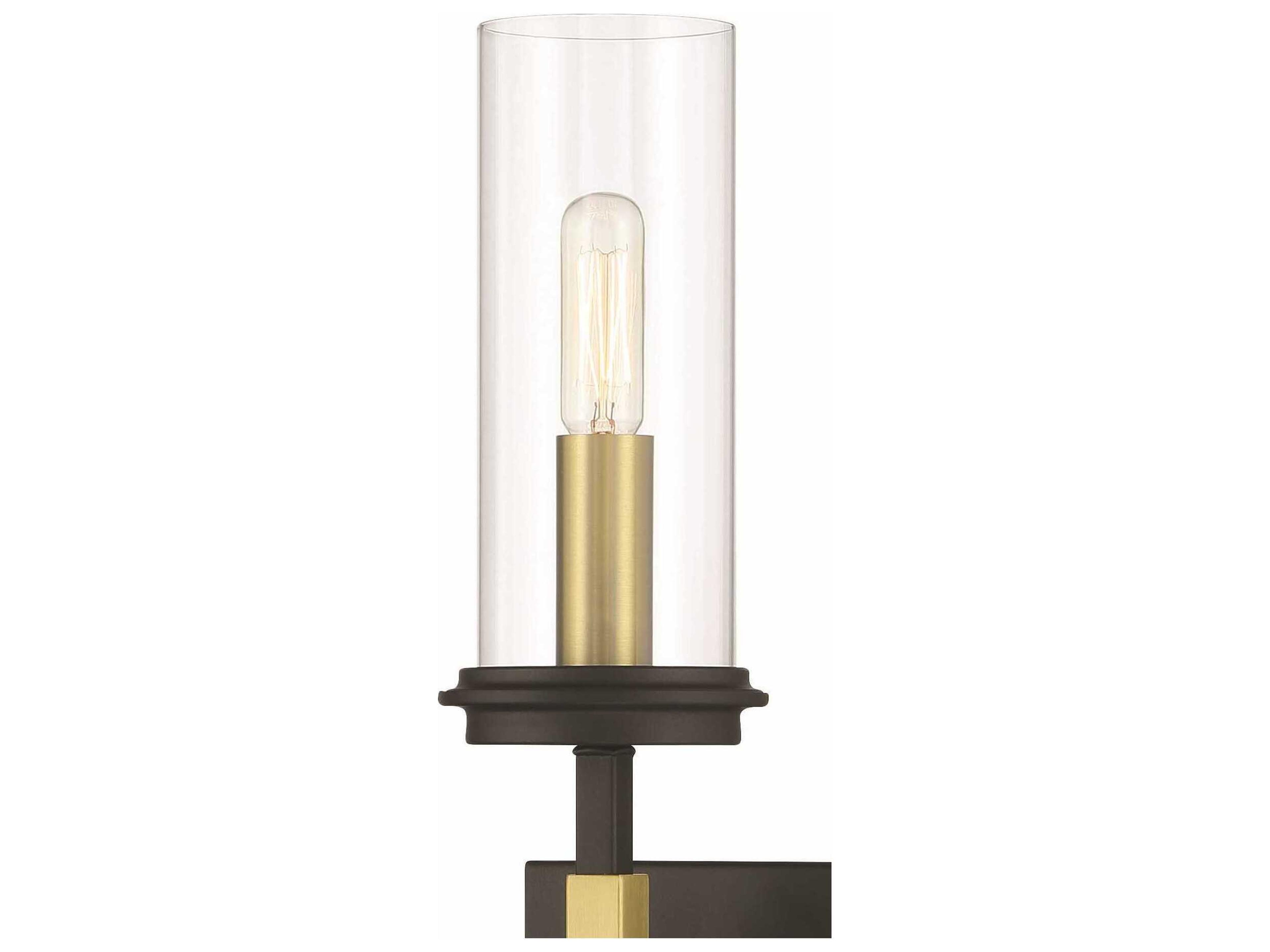Minka Lavery Hillstone 1-Light Sand Coal Soft Brass Black Glass Wall Sconce