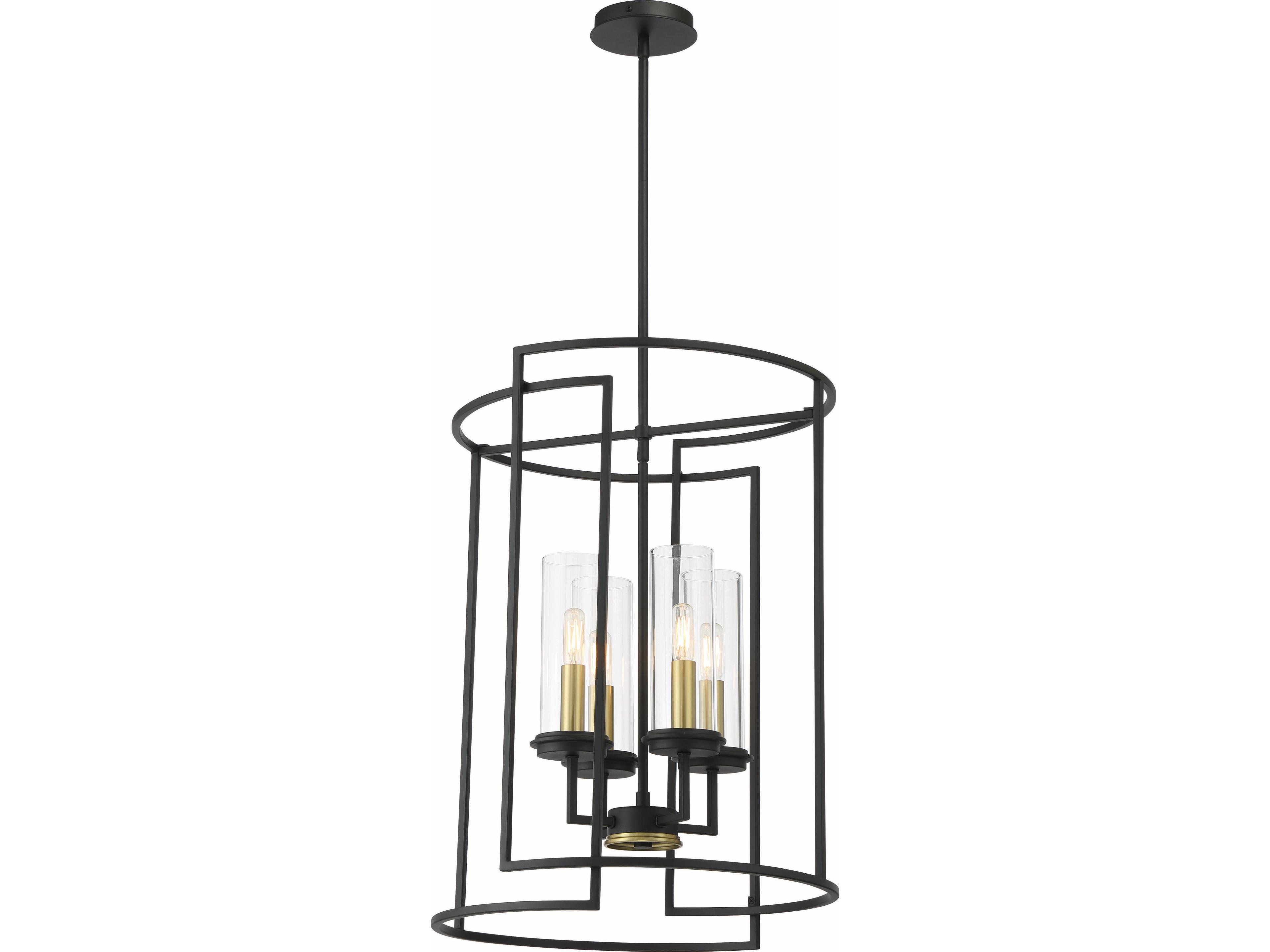 Hillstone 4-Light Sand Coal Soft Brass Black Glass Pendant