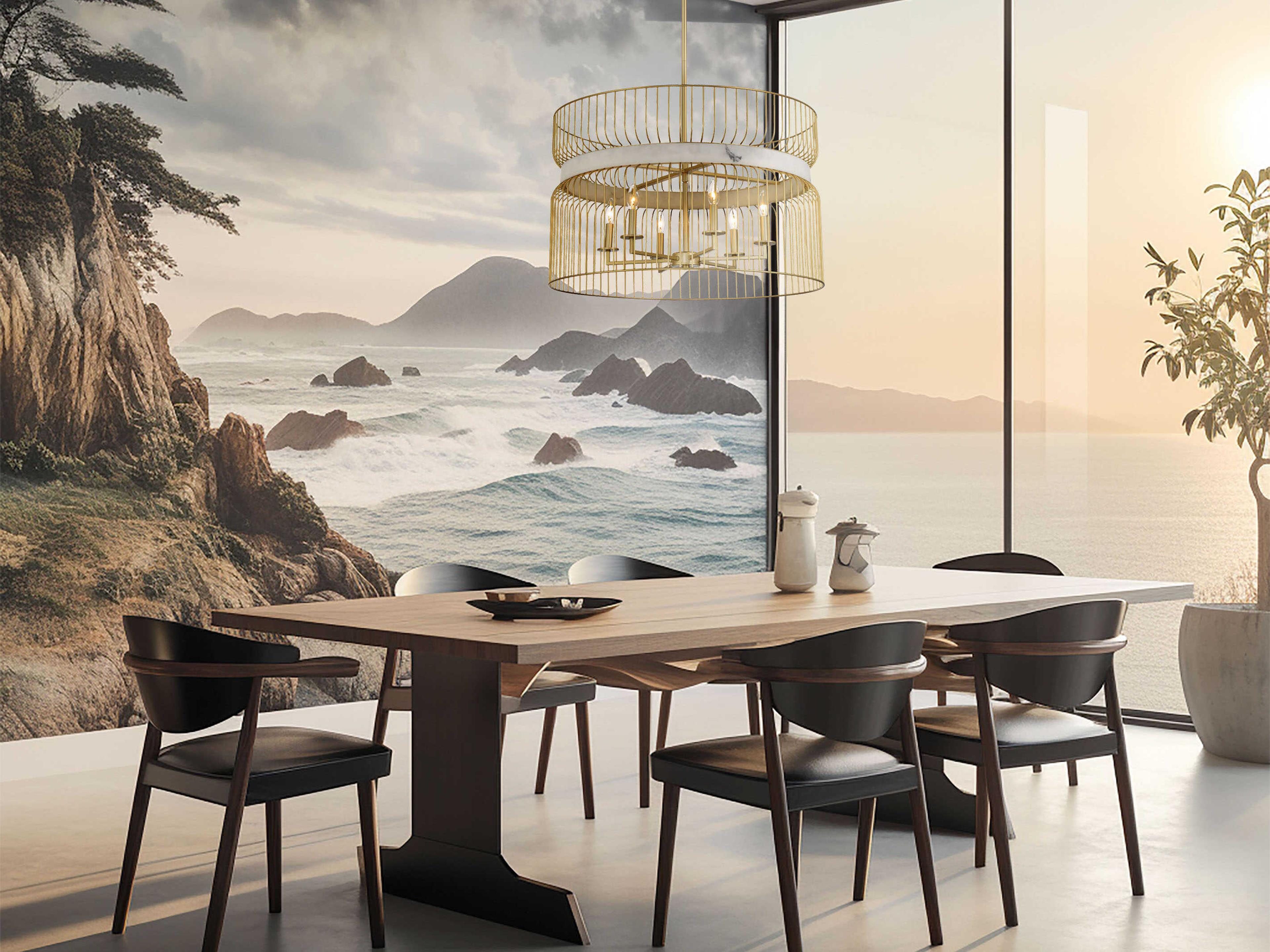 Minka Lavery Park Slope 6-Light Nouveau Gold Pendant