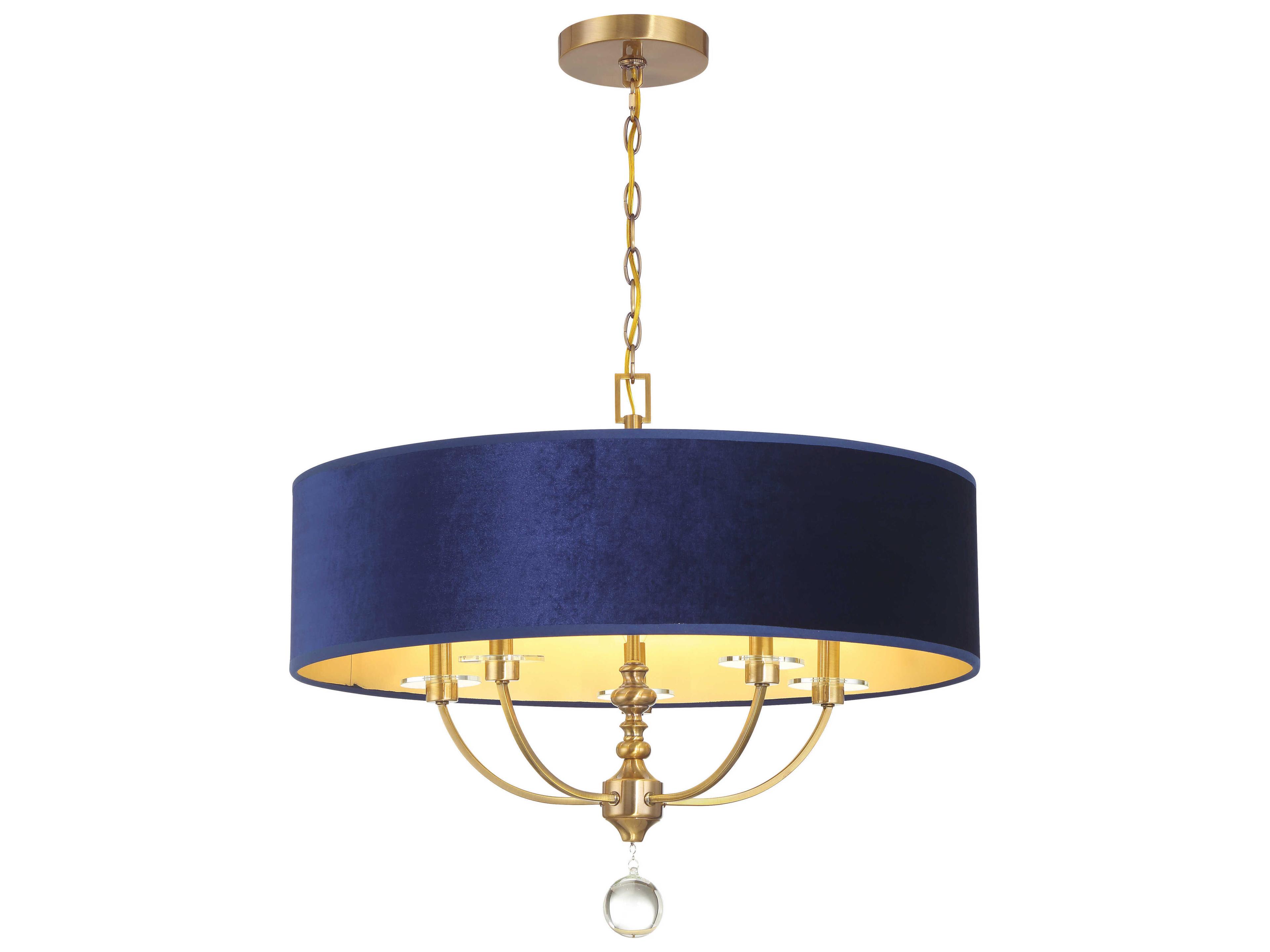 Van Noord 5-Light Oxidized Aged Brass Blue Chandelier
