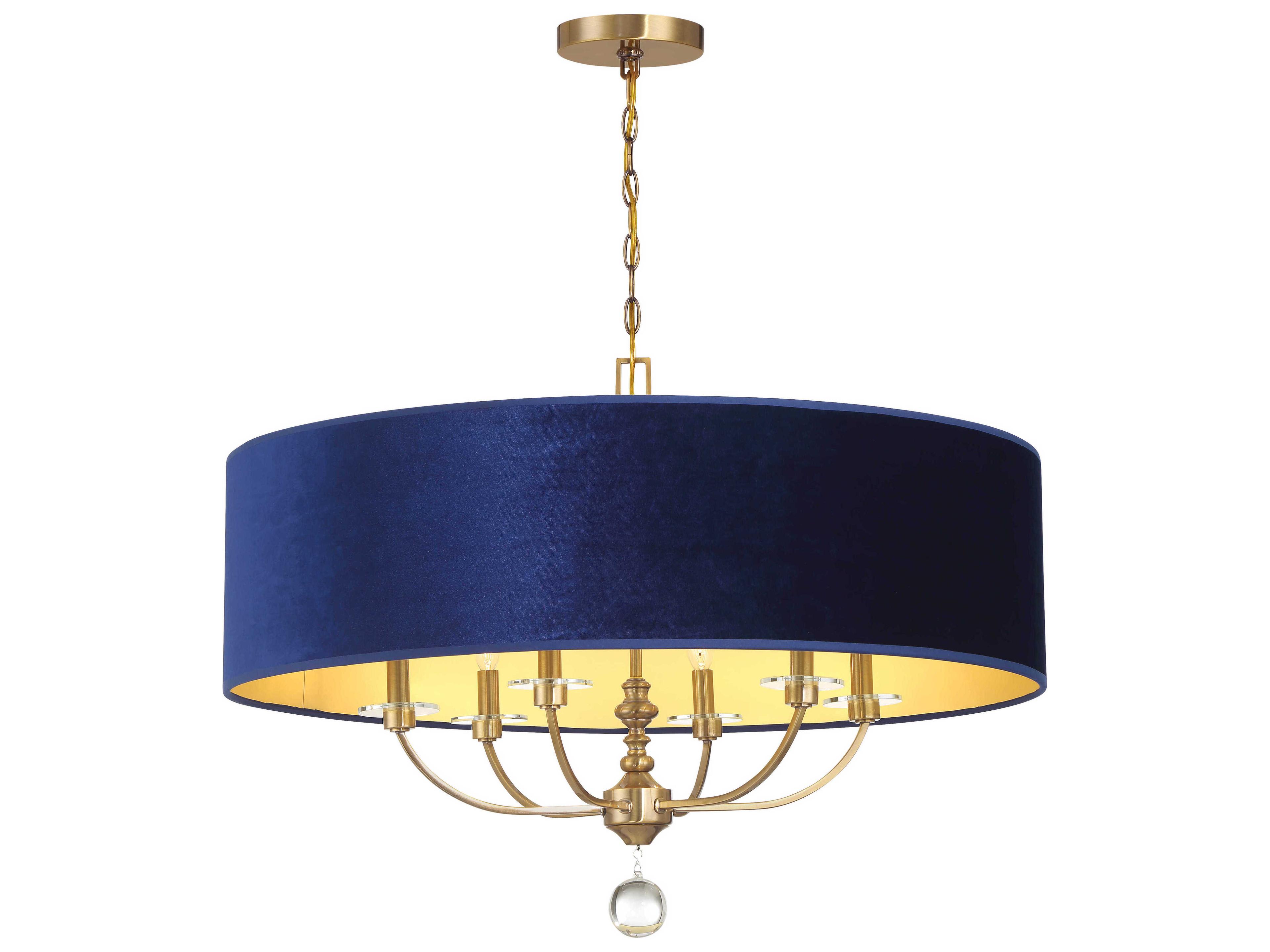 Van Noord 6-Light Oxidized Aged Brass Blue Chandelier