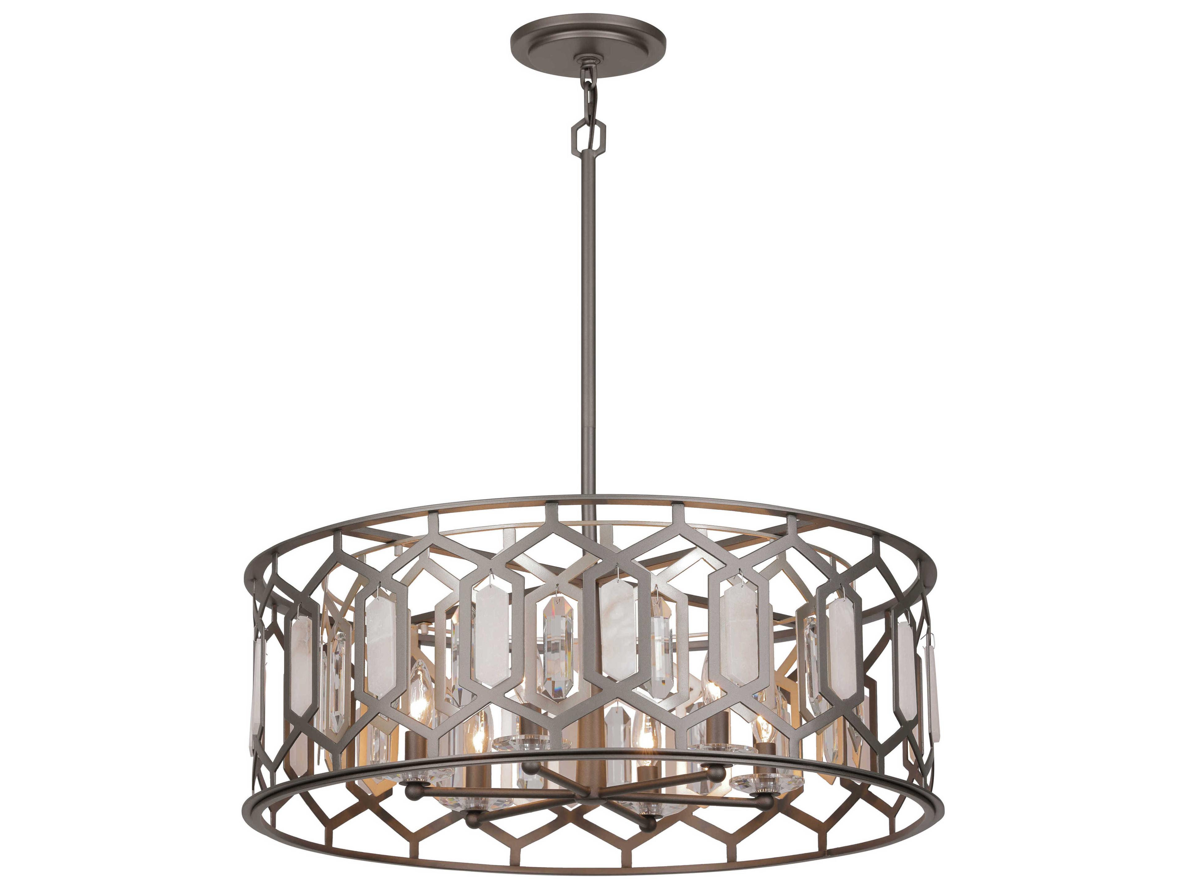 Hexly 6-Light Bronze Sultry Silver Drum Pendant