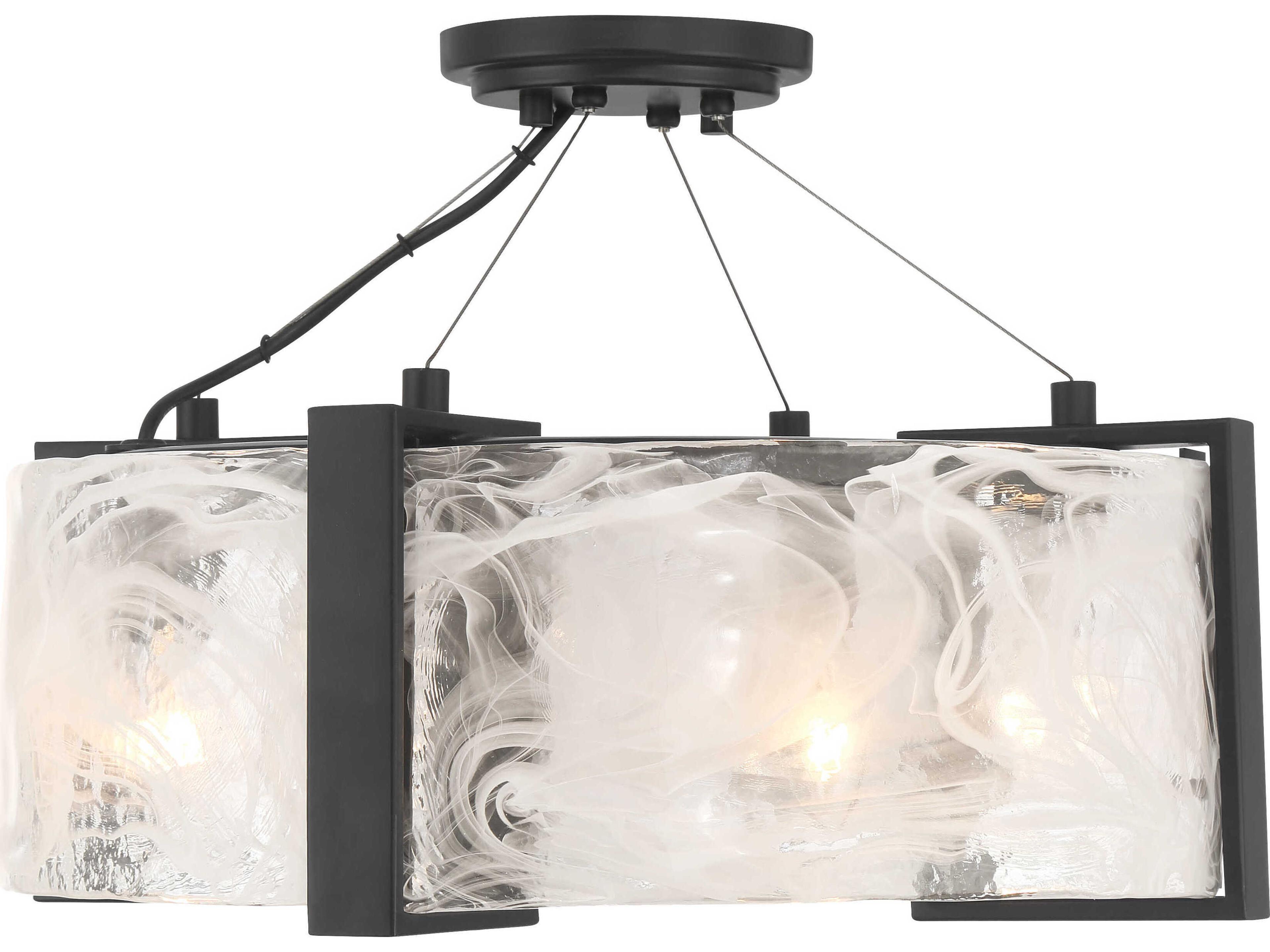 Minka Lavery Cloud Break 4-Light Coal Black Round Semi Flush Mount