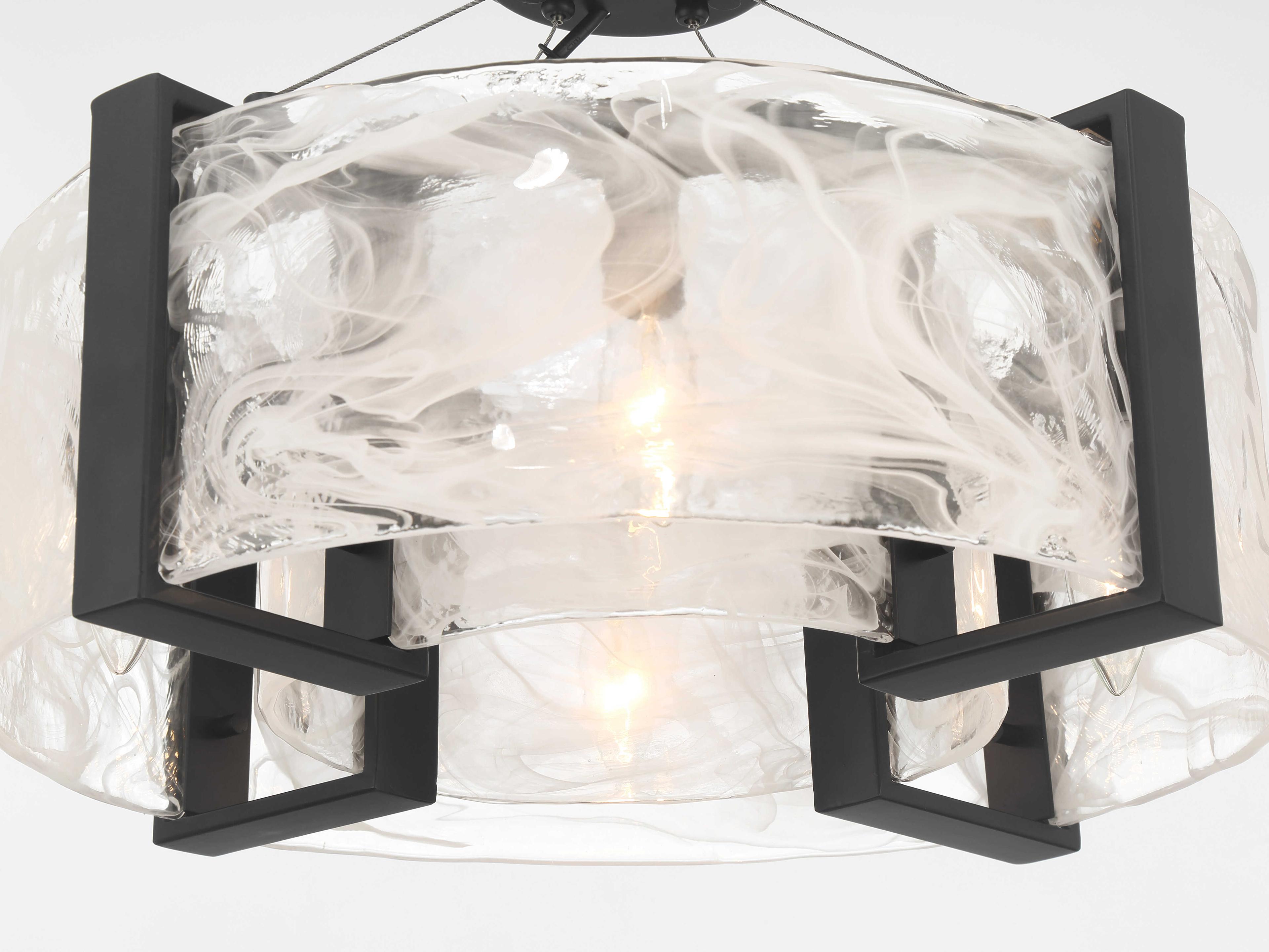 Minka Lavery Cloud Break 4-Light Coal Black Round Semi Flush Mount
