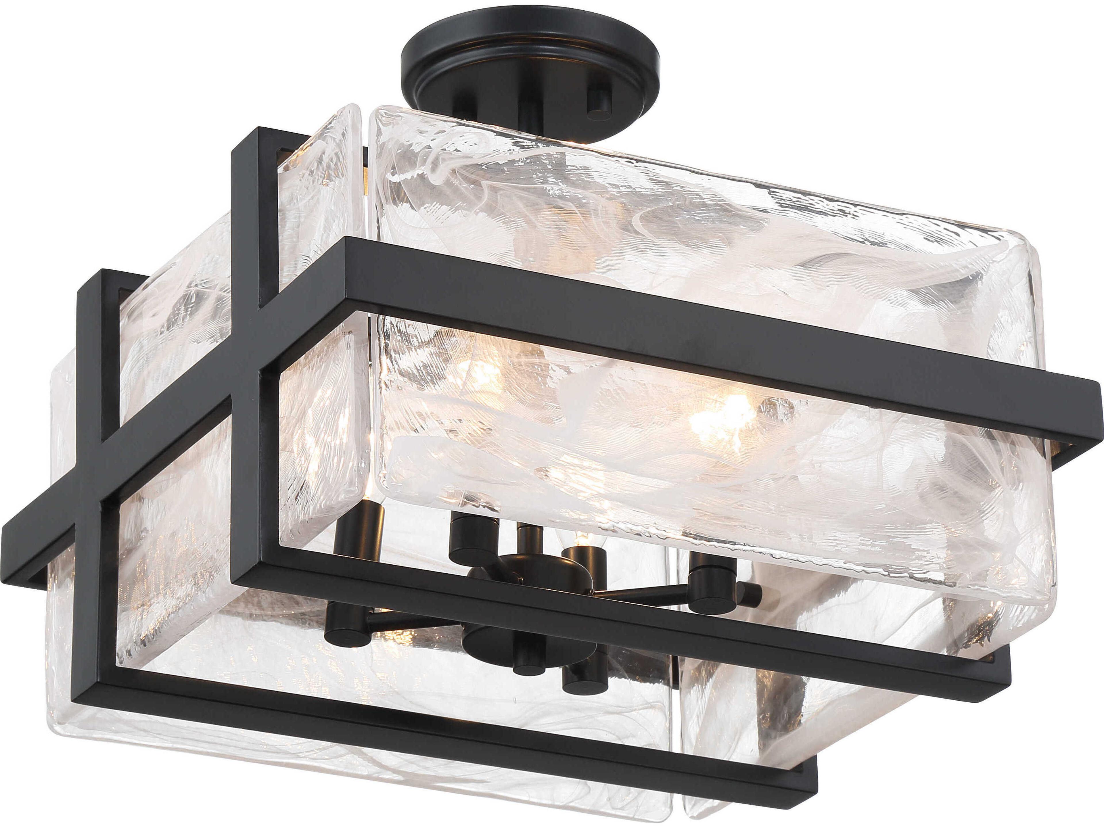 Minka Lavery Cloud Break 4-Light Coal Black Semi Flush Mount