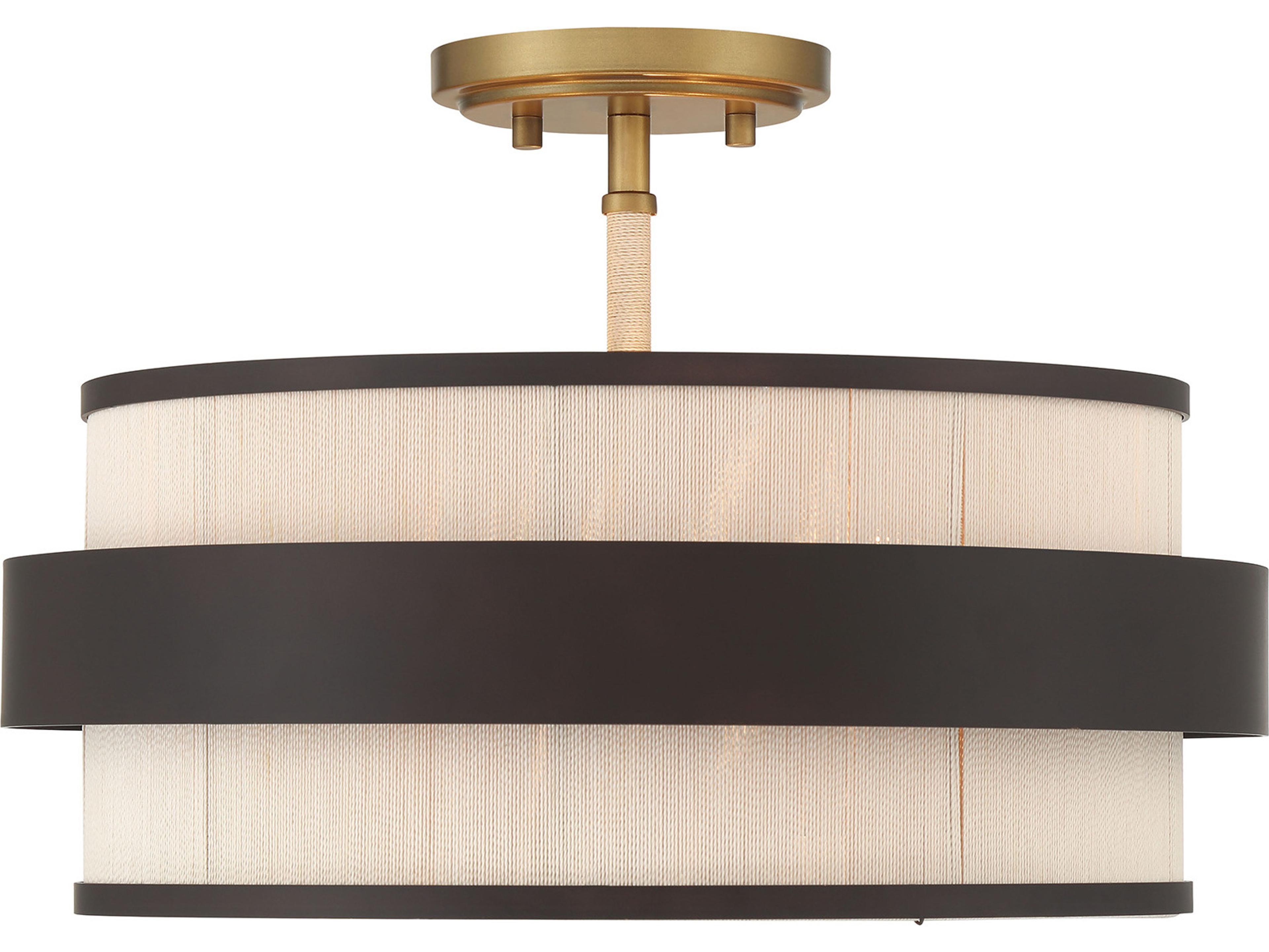 Minka Lavery Harbor Wrap 3-Light Painted Legacy Brass Dark Matte Black Drum Semi Flush Mount