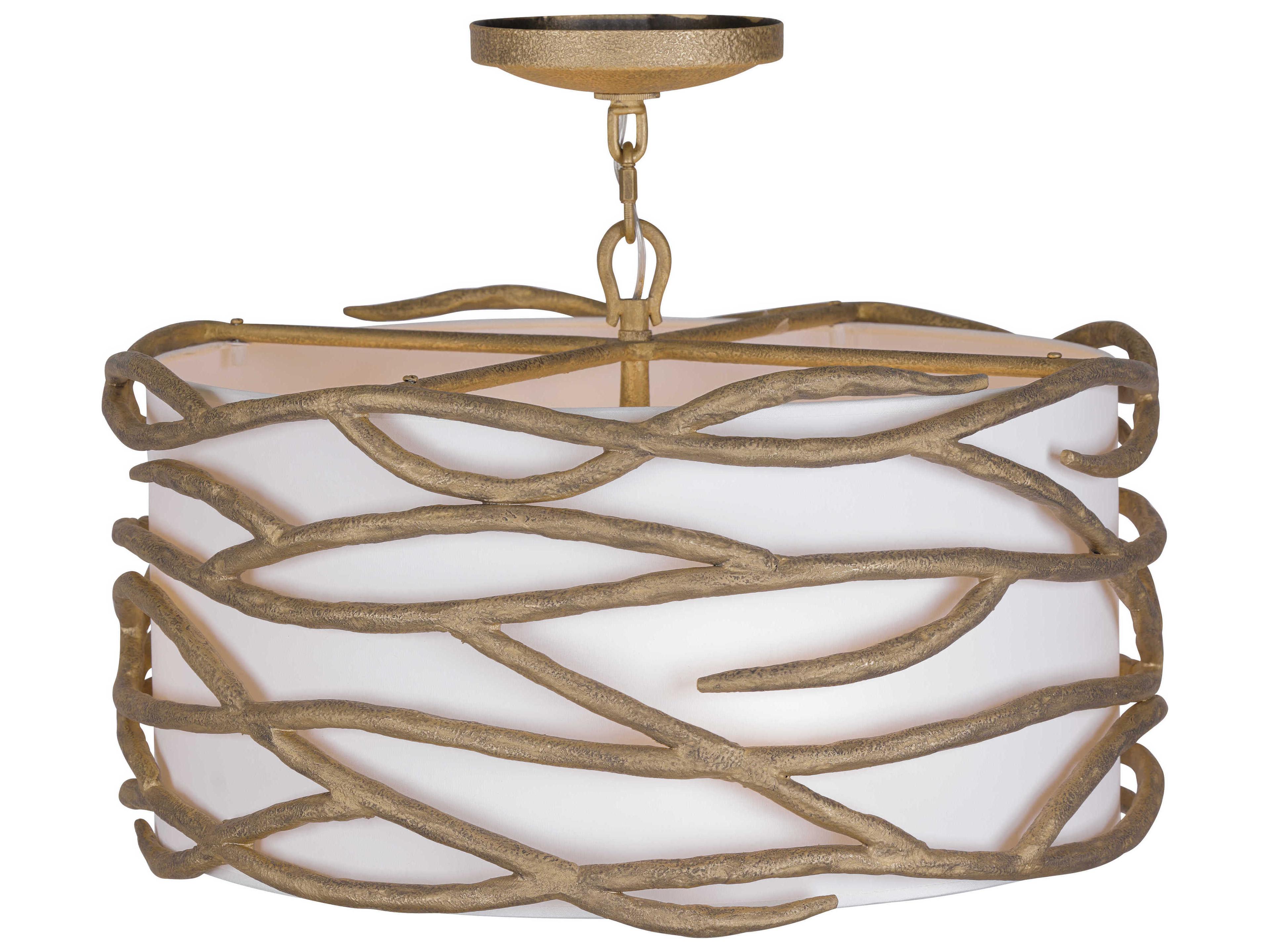 Minka Lavery Branch Reality 4-Light Textured Ashen Gold Drum Semi Flush Mount