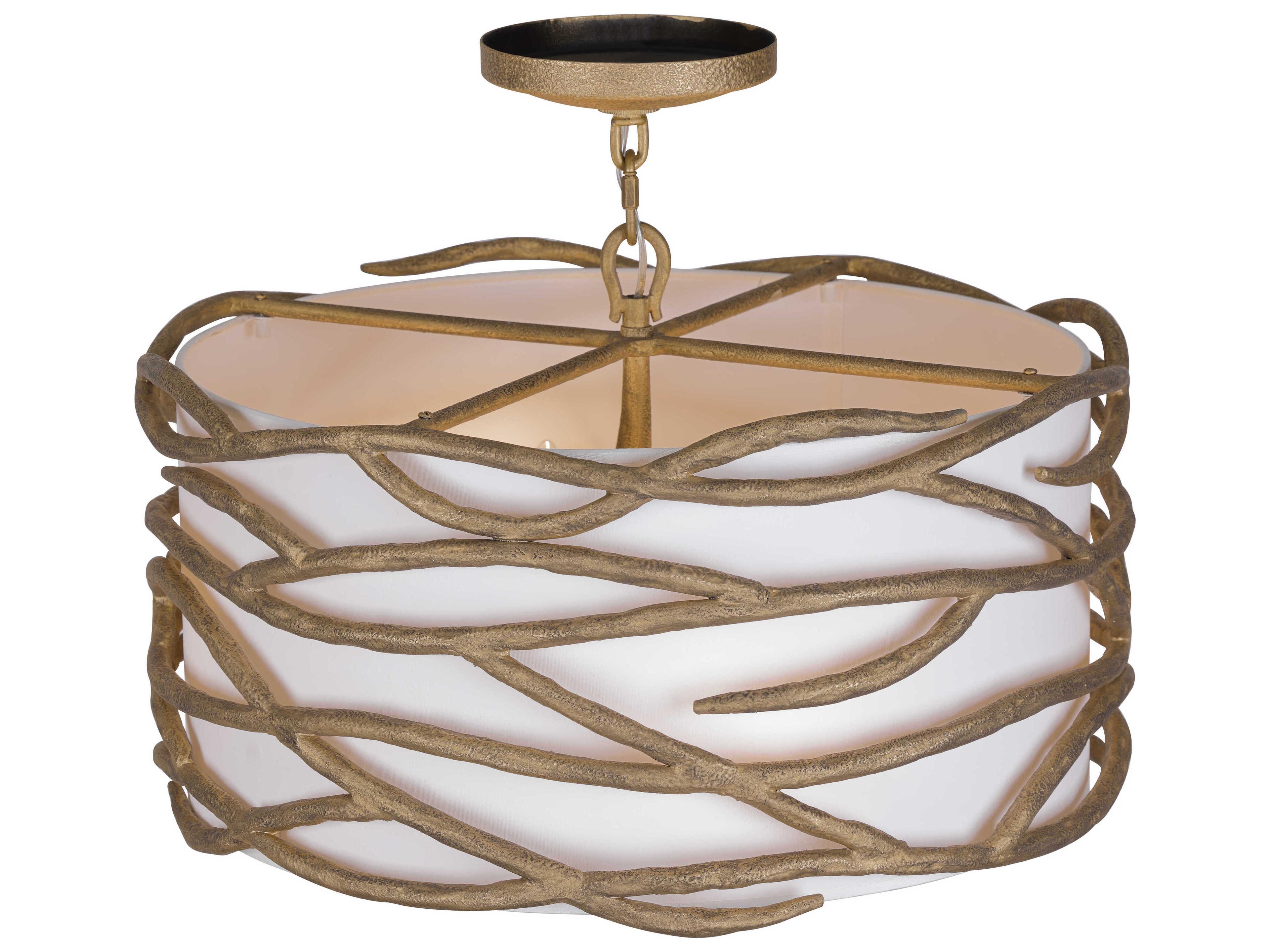 Minka Lavery Branch Reality 4-Light Textured Ashen Gold Drum Semi Flush Mount