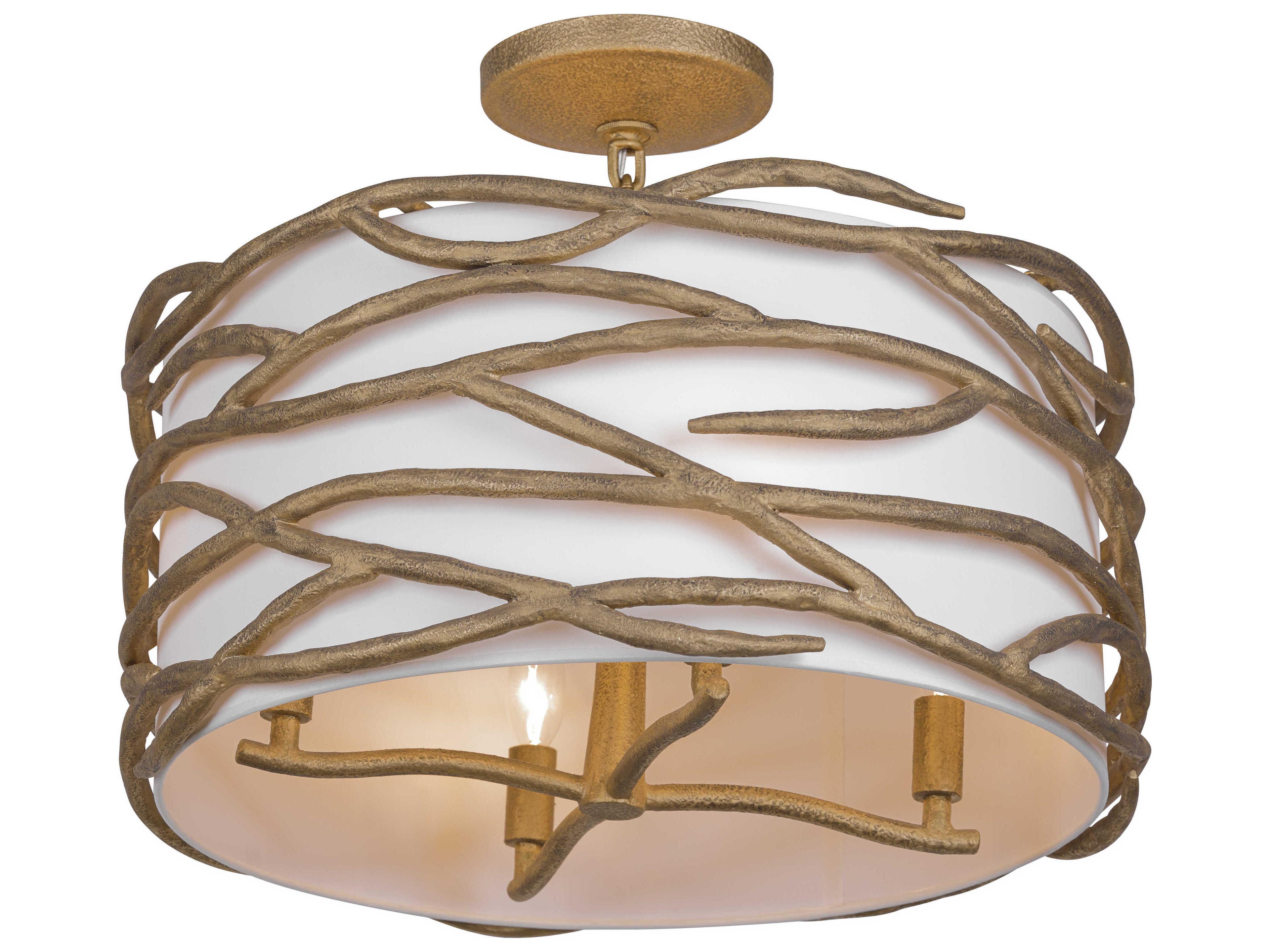 Minka Lavery Branch Reality 4-Light Textured Ashen Gold Drum Semi Flush Mount