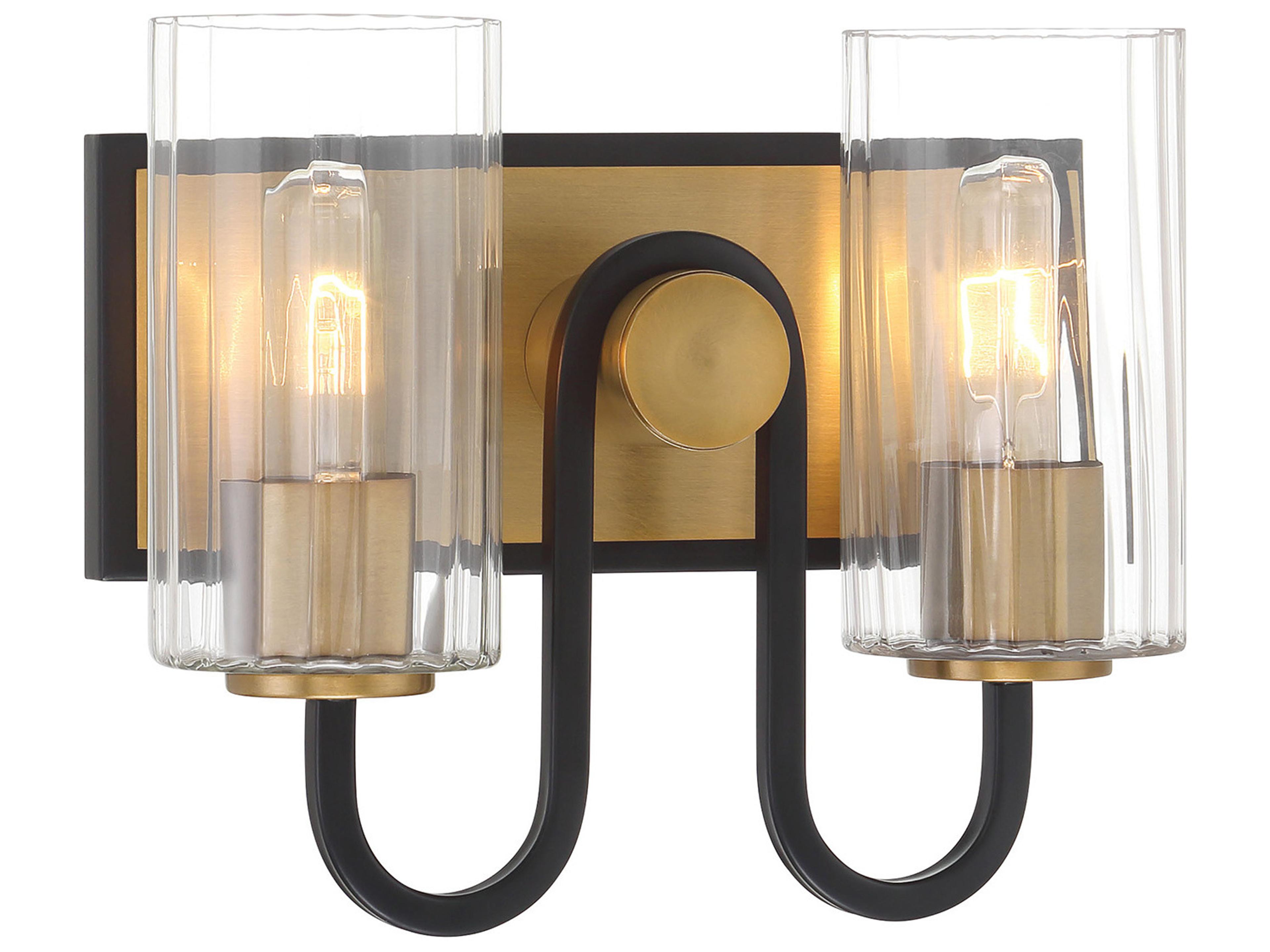 Orla 2-Light Legacy Brass Dark Matte Black Vanity Light