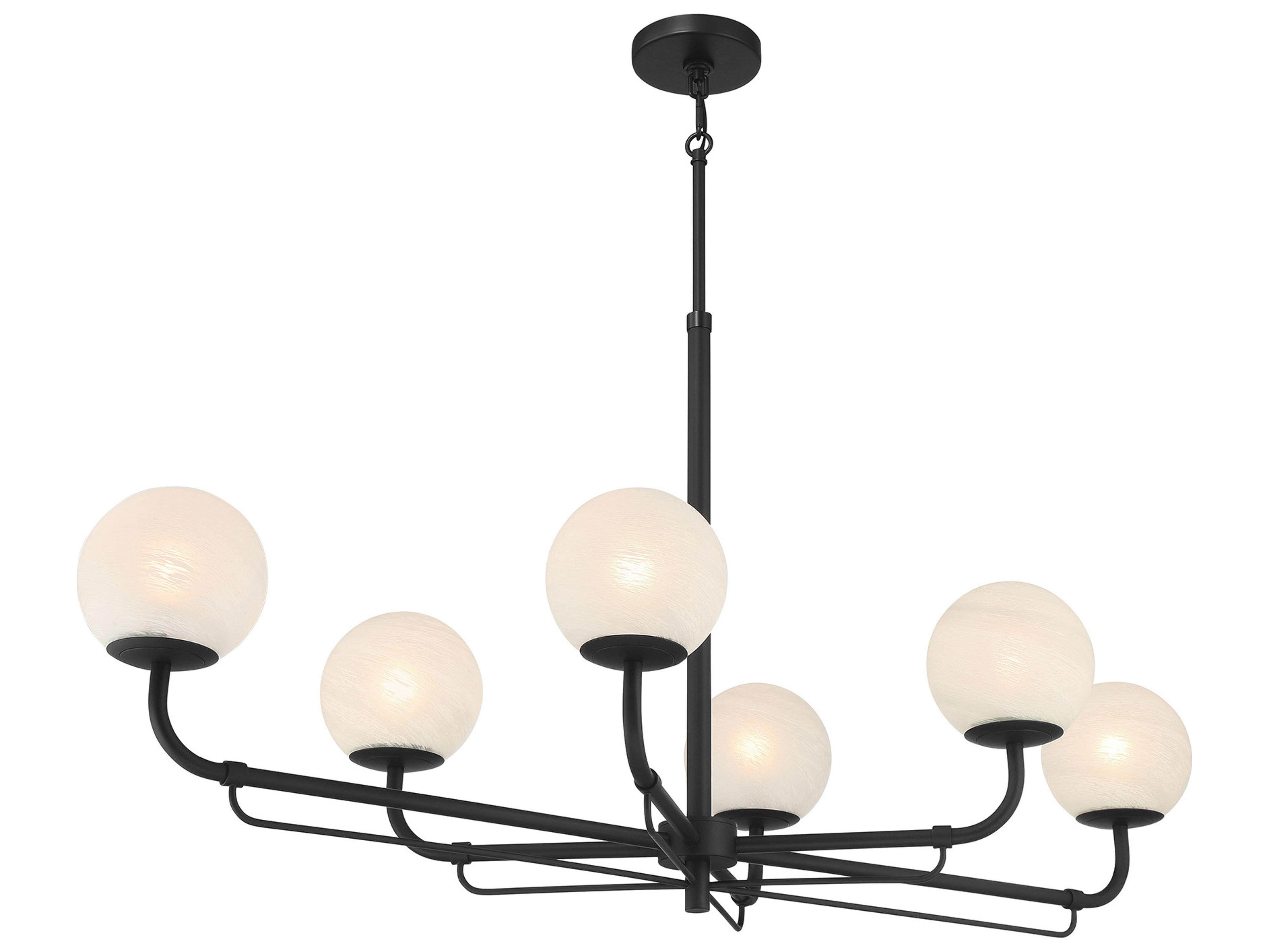 Minka Lavery Whitehall 6-Light Dark Matte Black Globe Island Pendant