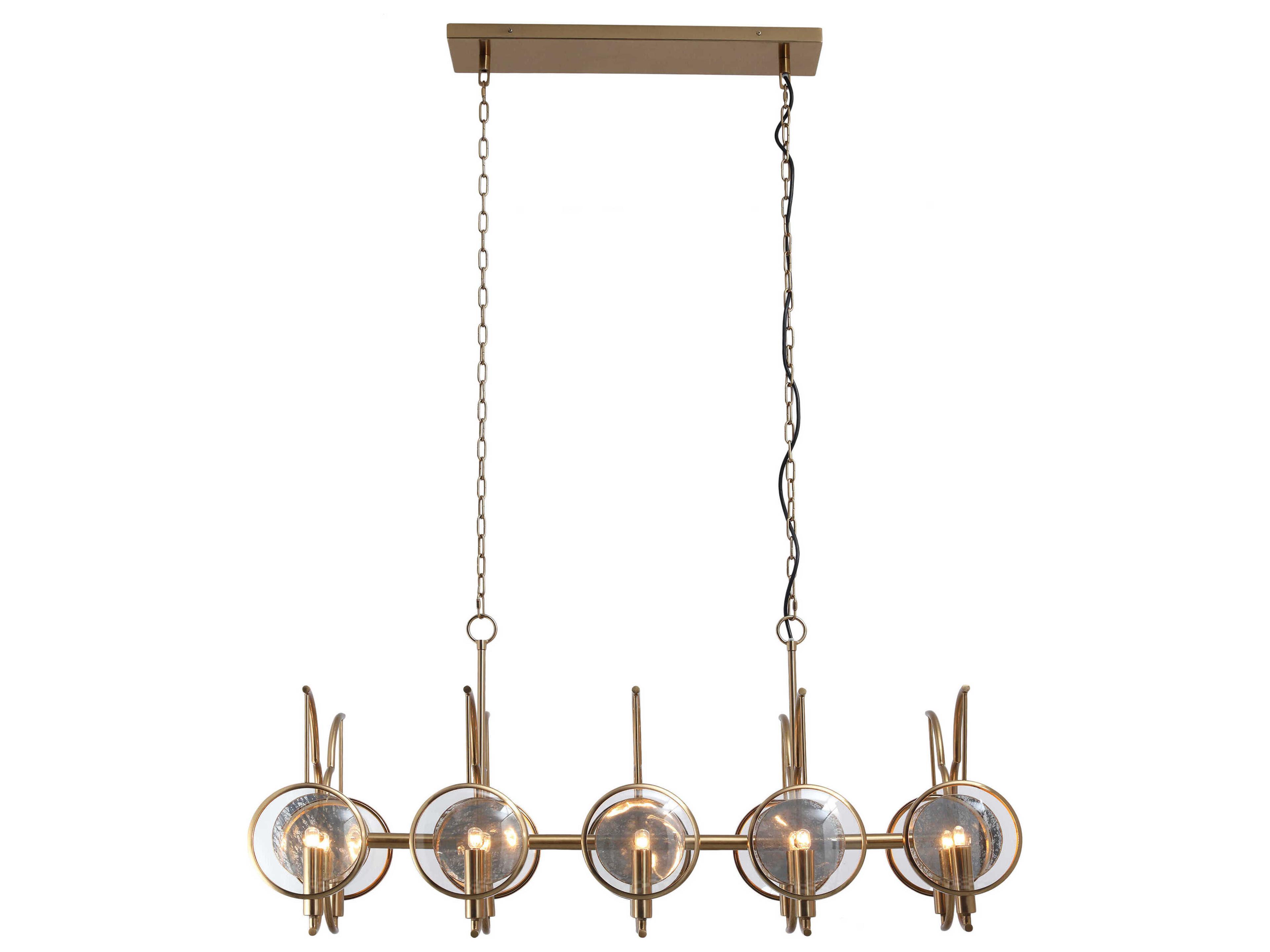 Into Focus 10-Light Brass Antique Geometric Island Pendant