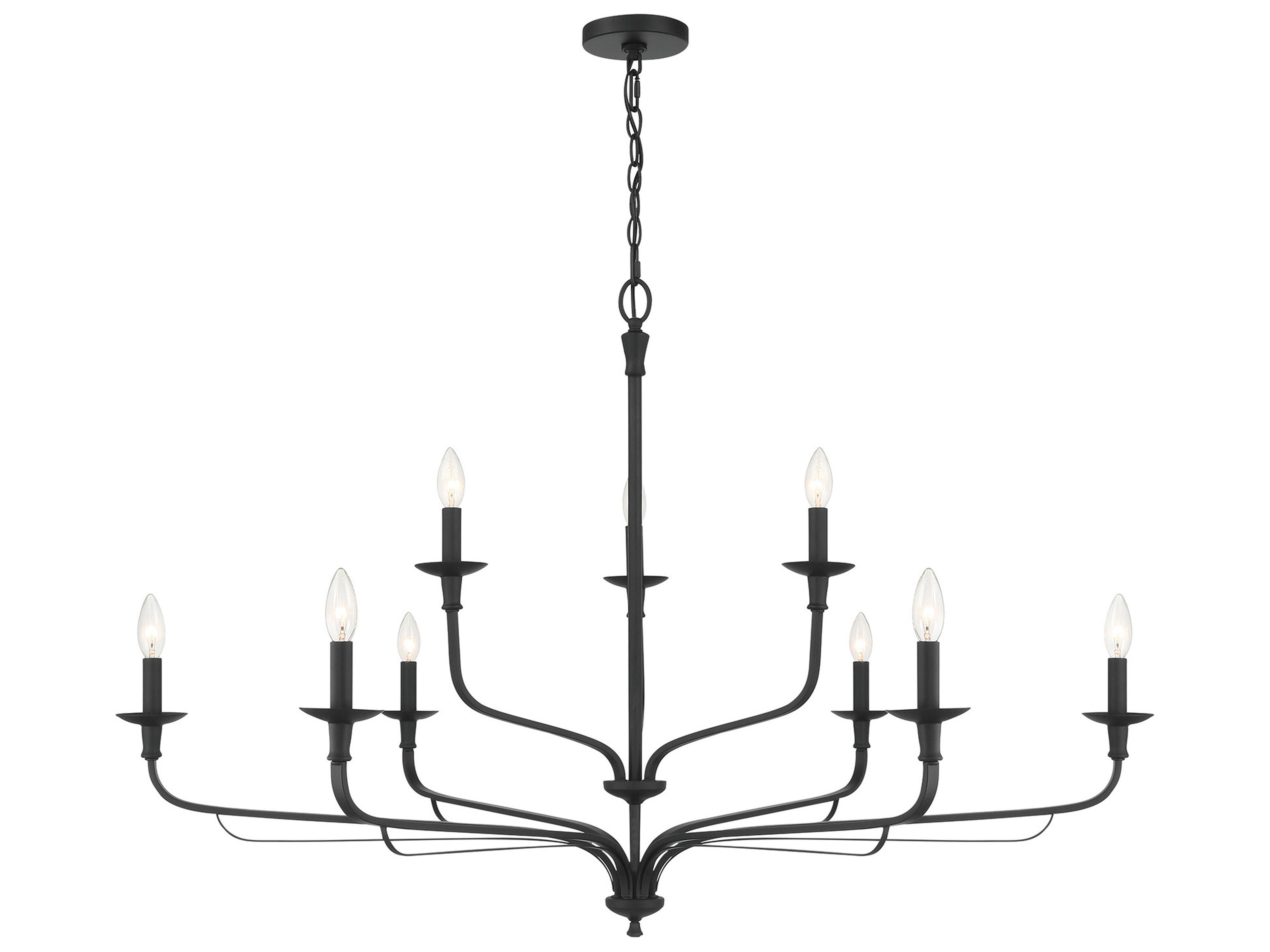 Velena 9-Light Dark Matte Black Candelabra Tiered Chandelier