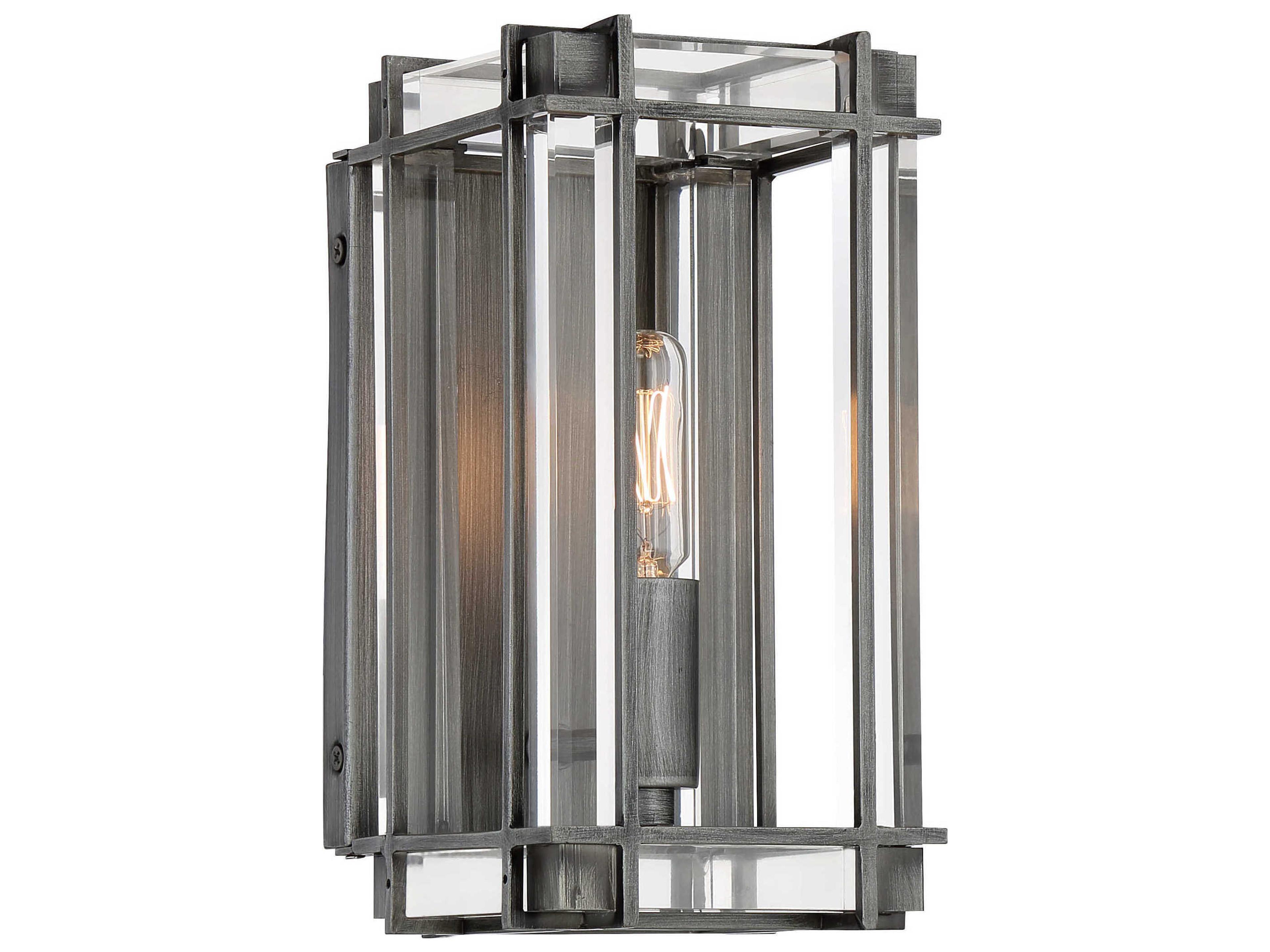 Langen Square 1-Light Painted Antique Nickel Glass Wall Sconce