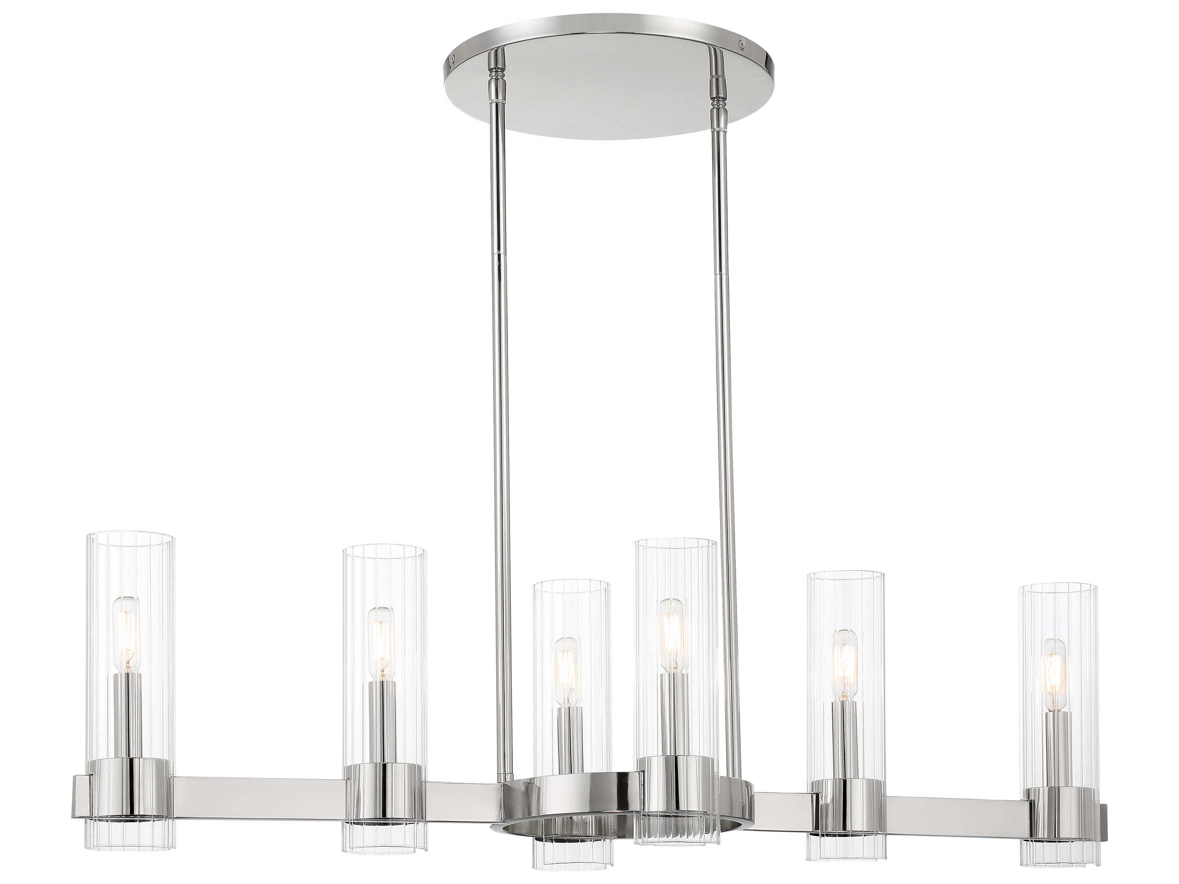 Vernon Place 6-Light Chrome Glass Cylinder Linear Island Pendant