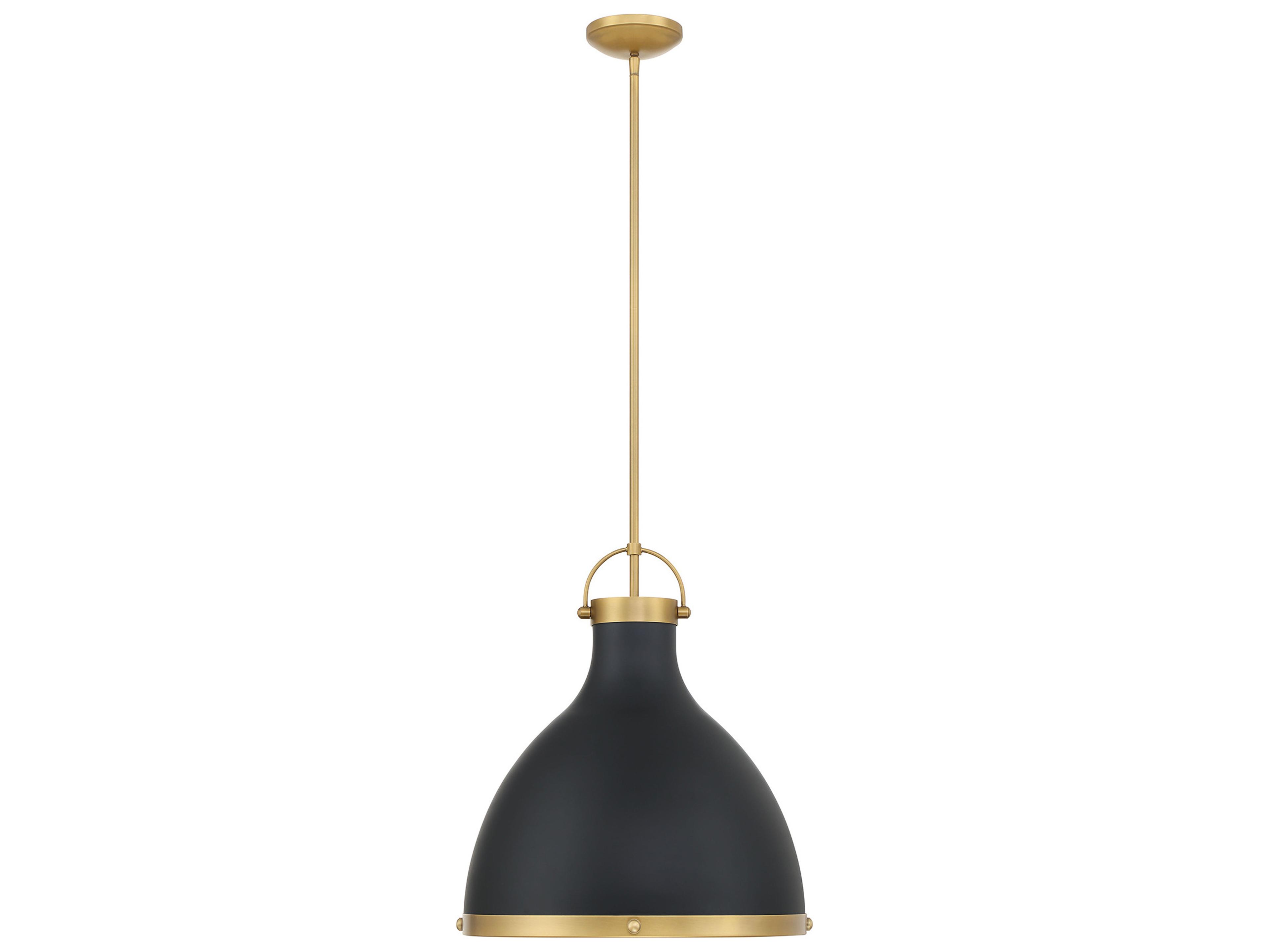 Lynk 1-Light Legacy Brass Matte Coal Black Bell Pendant