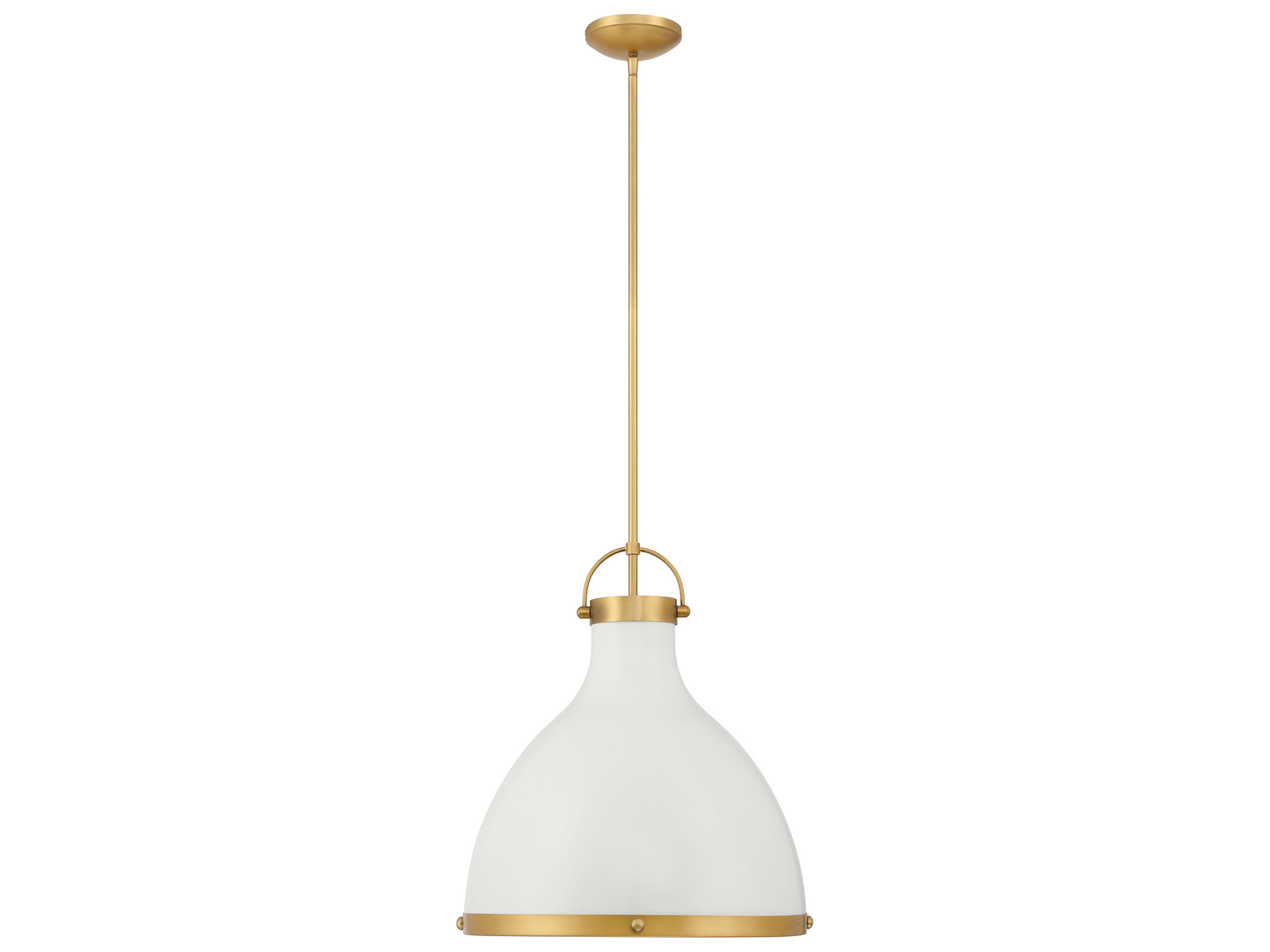 Lynk 1-Light Legacy Brass Off White Cream Bell Pendant
