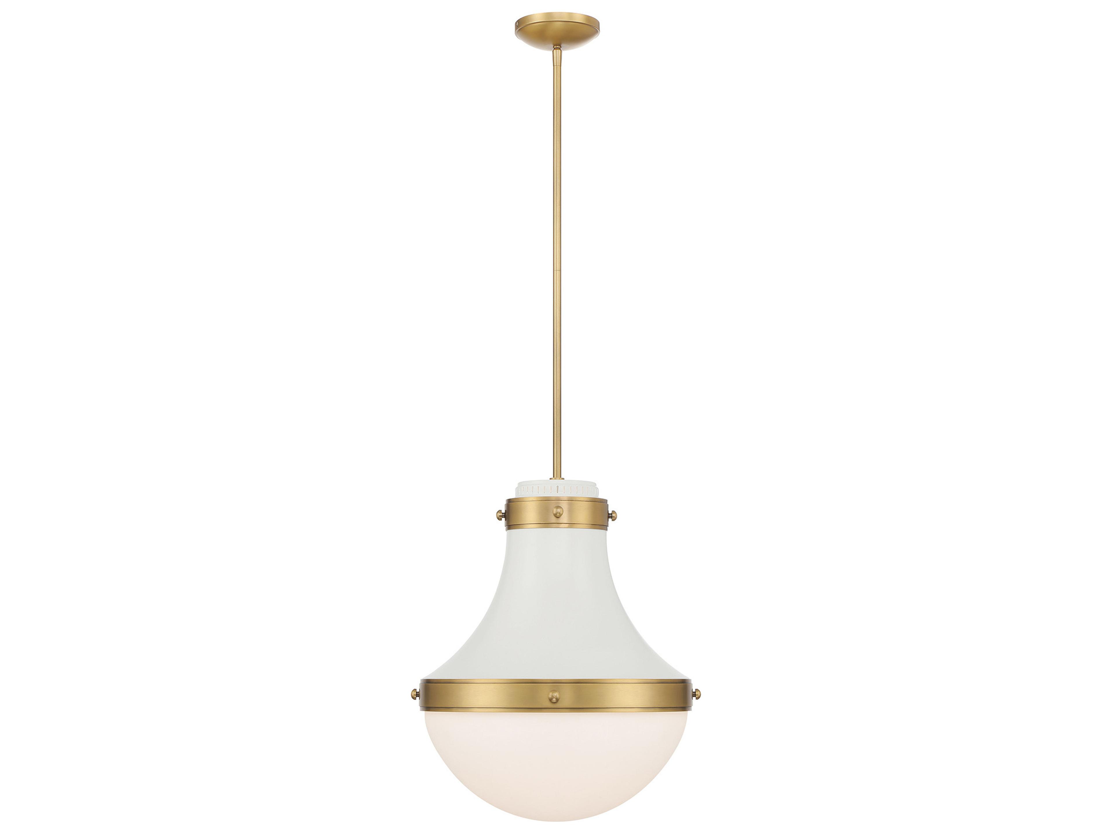 Purelight 1-Light Legacy Brass Off White Cream Pendant