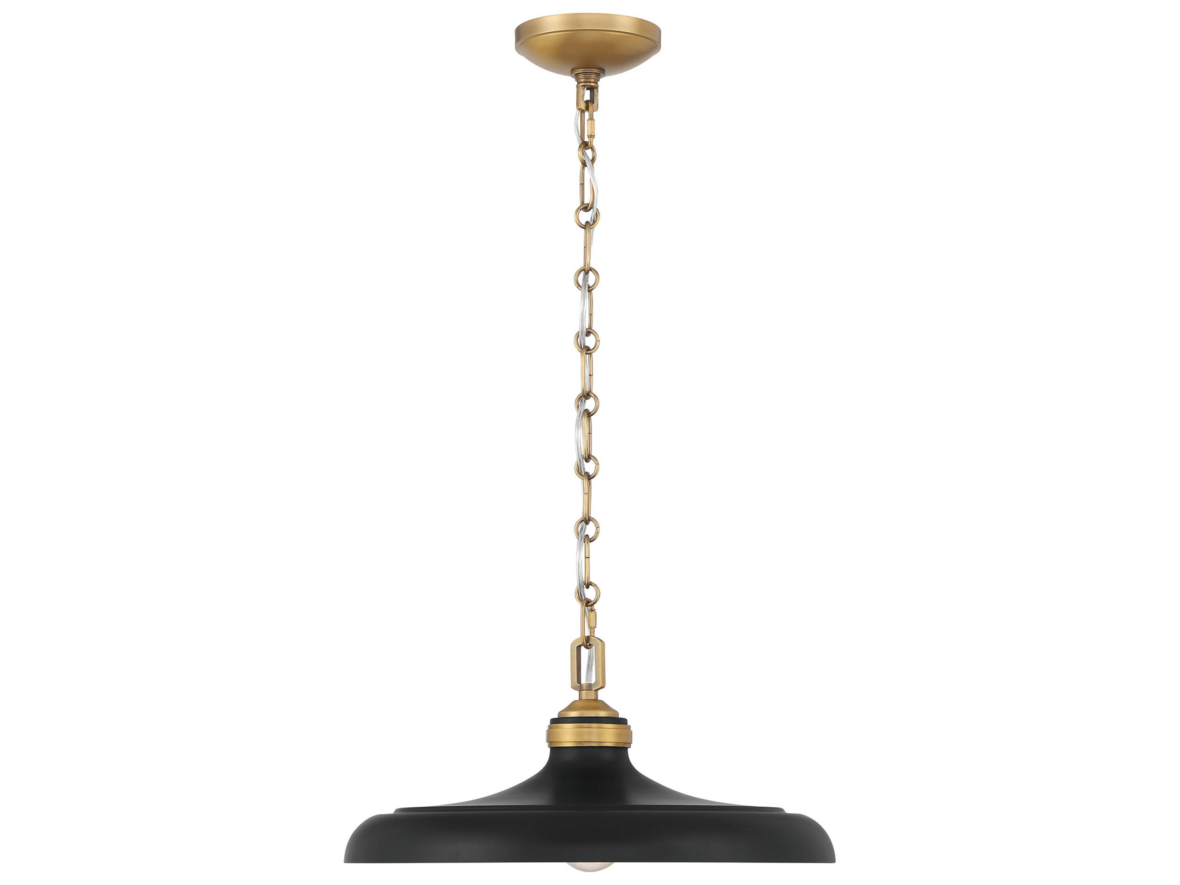 Crowne 1-Light Legacy Brass Dark Matte Black Pendant