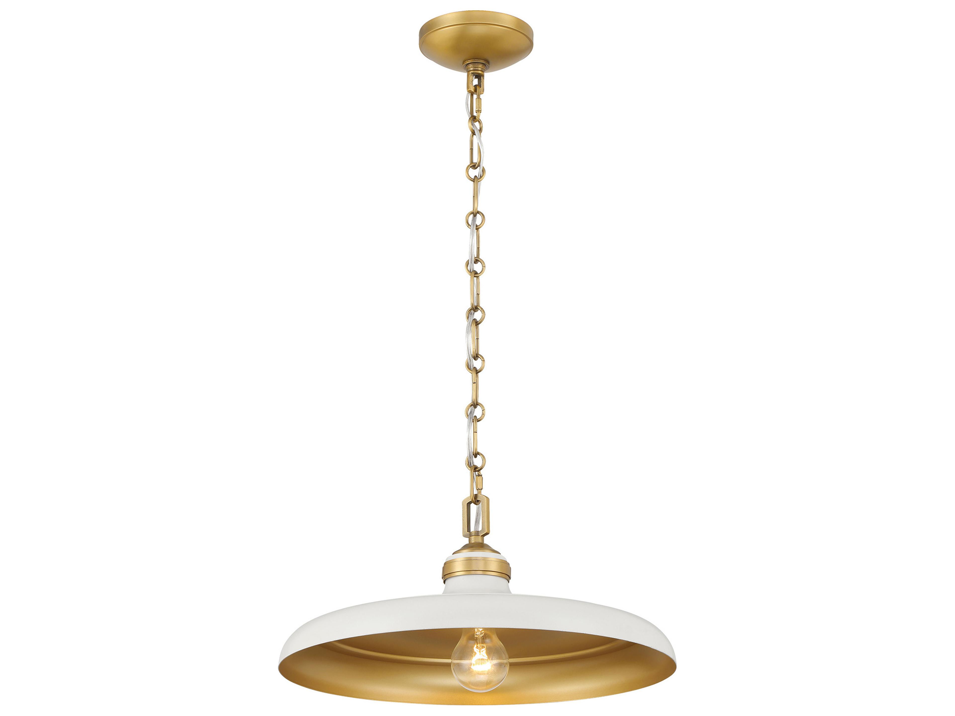 Minka Lavery Crowne 1-Light Legacy Brass Off White Cream Pendant