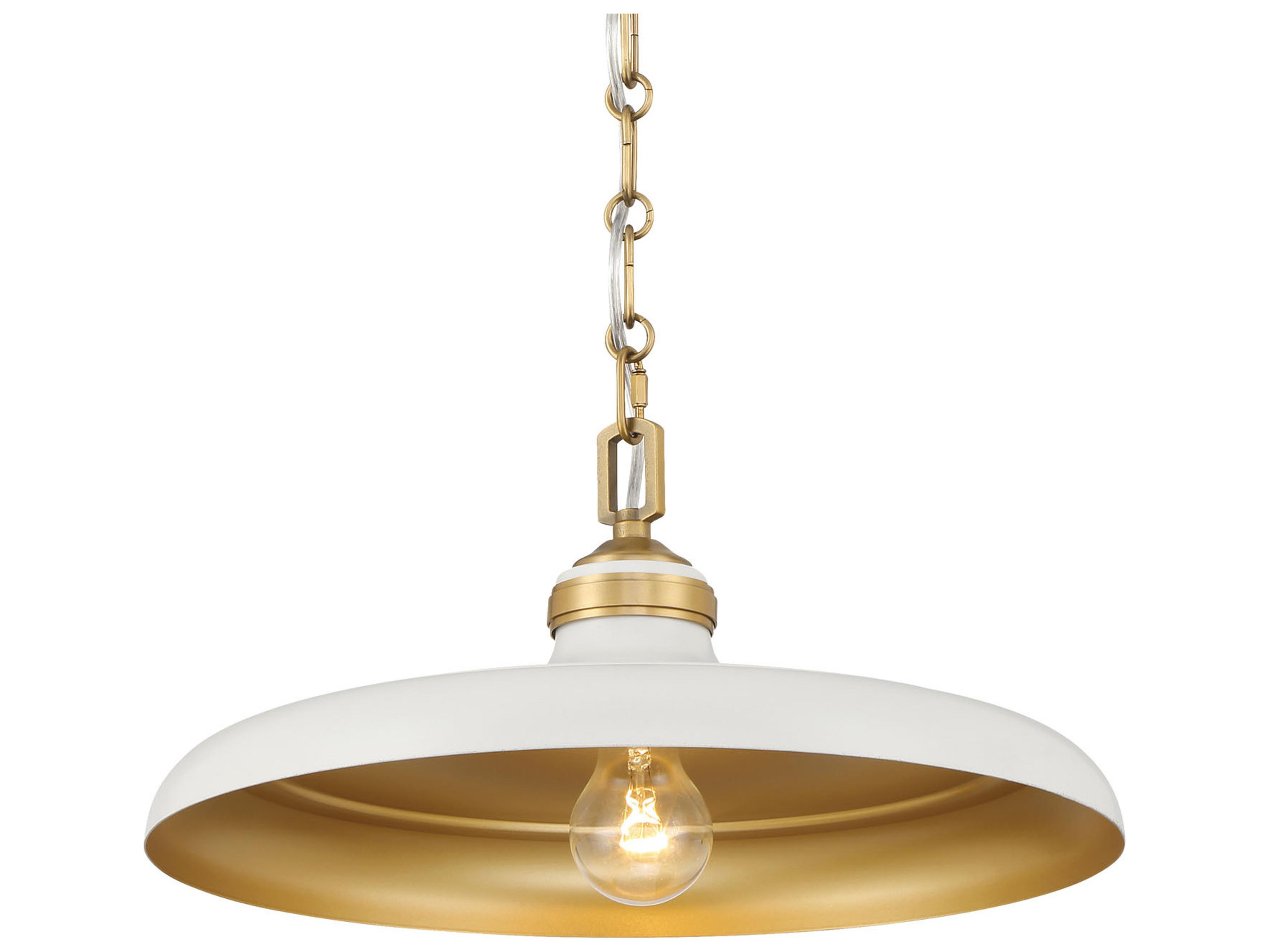 Minka Lavery Crowne 1-Light Legacy Brass Off White Cream Pendant