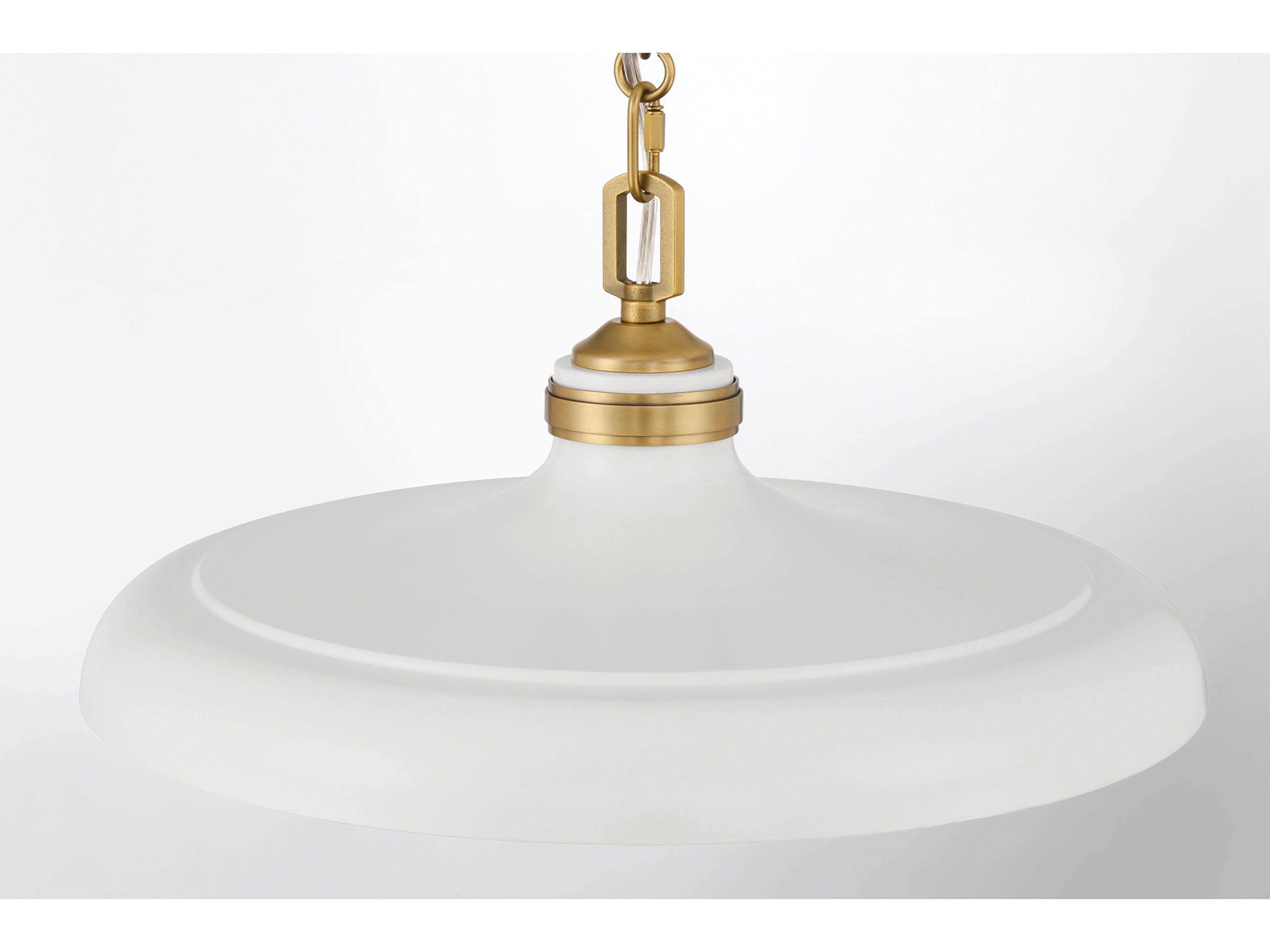 Minka Lavery Crowne 1-Light Legacy Brass Off White Cream Pendant