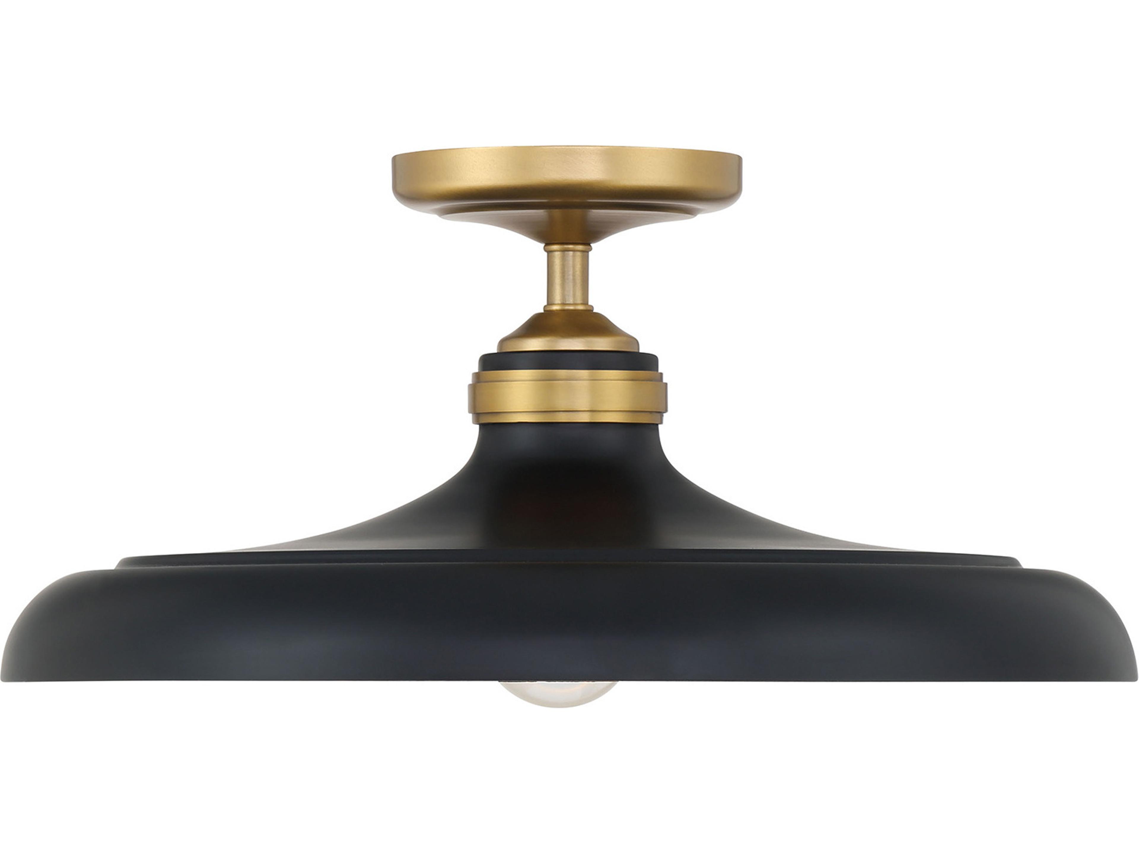 Minka Lavery Crowne 1-Light Legacy Brass Dark Matte Black Semi Flush Mount