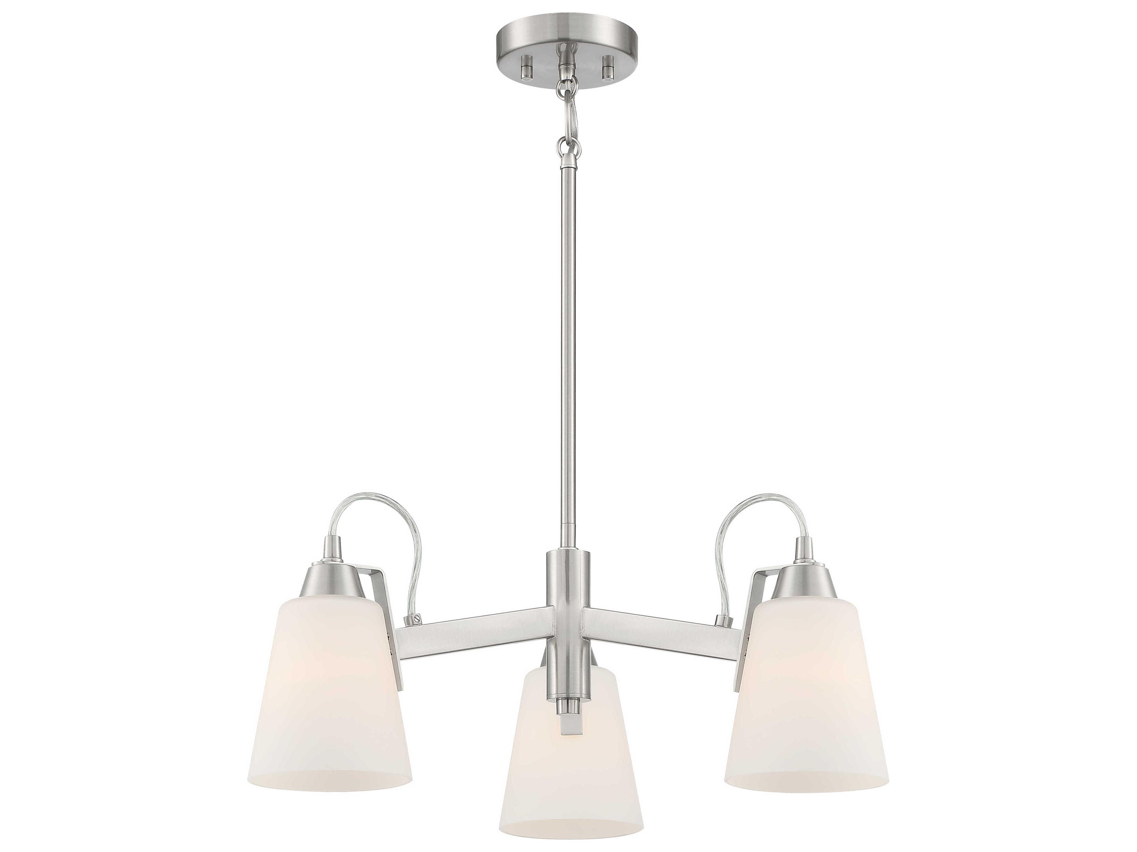 Beckonridge 3-Light Brushed Nickel Glass Bell Chandelier