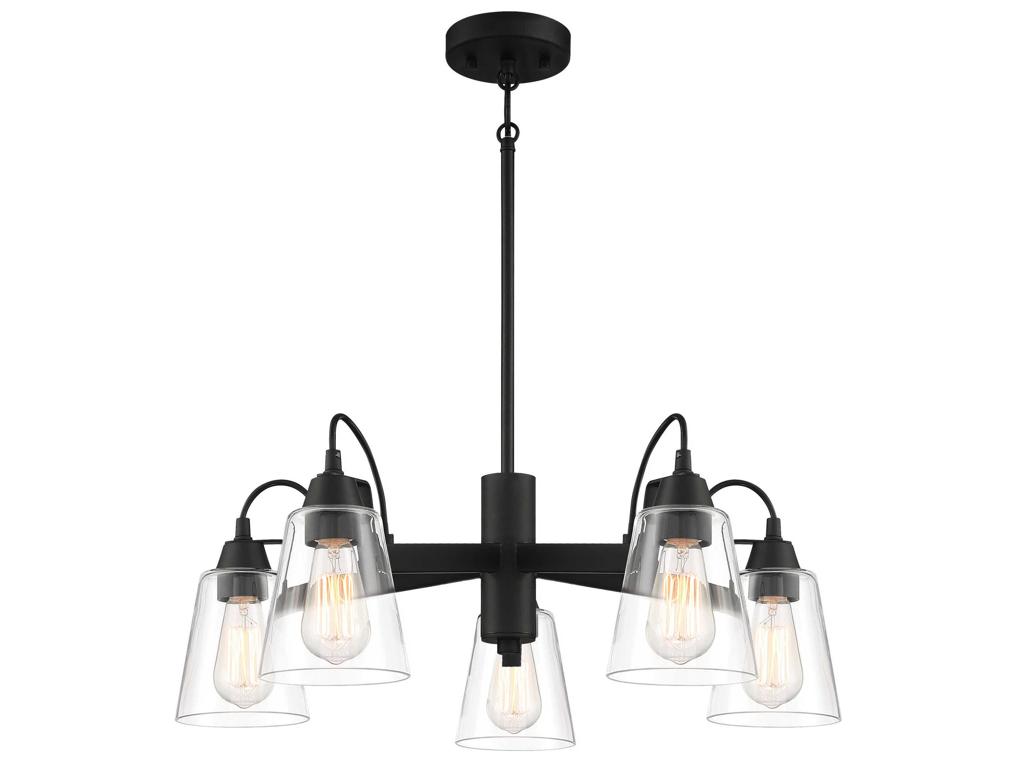Beckonridge 5-Light Coal Black Glass Bell Chandelier