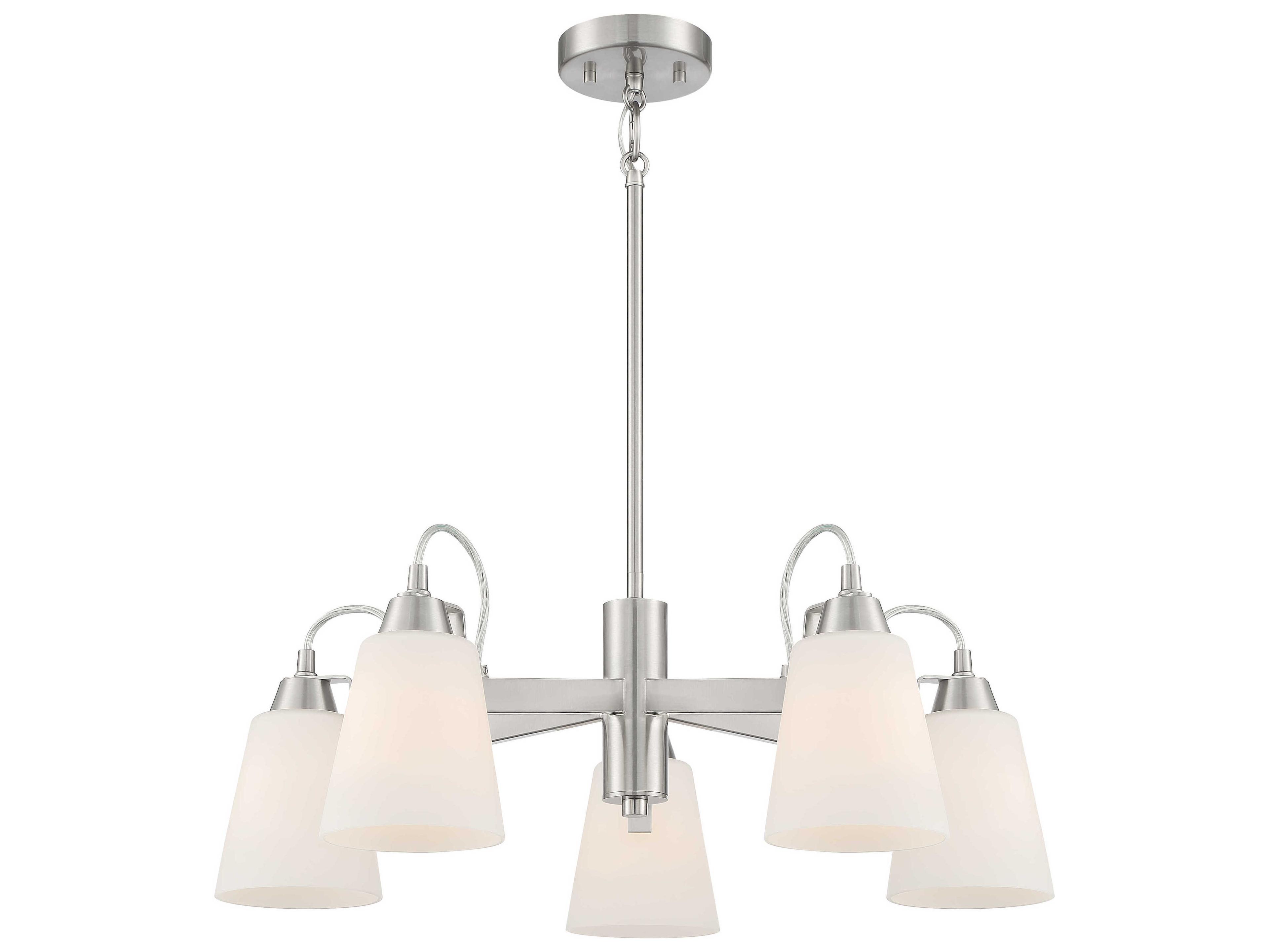 Beckonridge 5-Light Brushed Nickel Glass Bell Chandelier