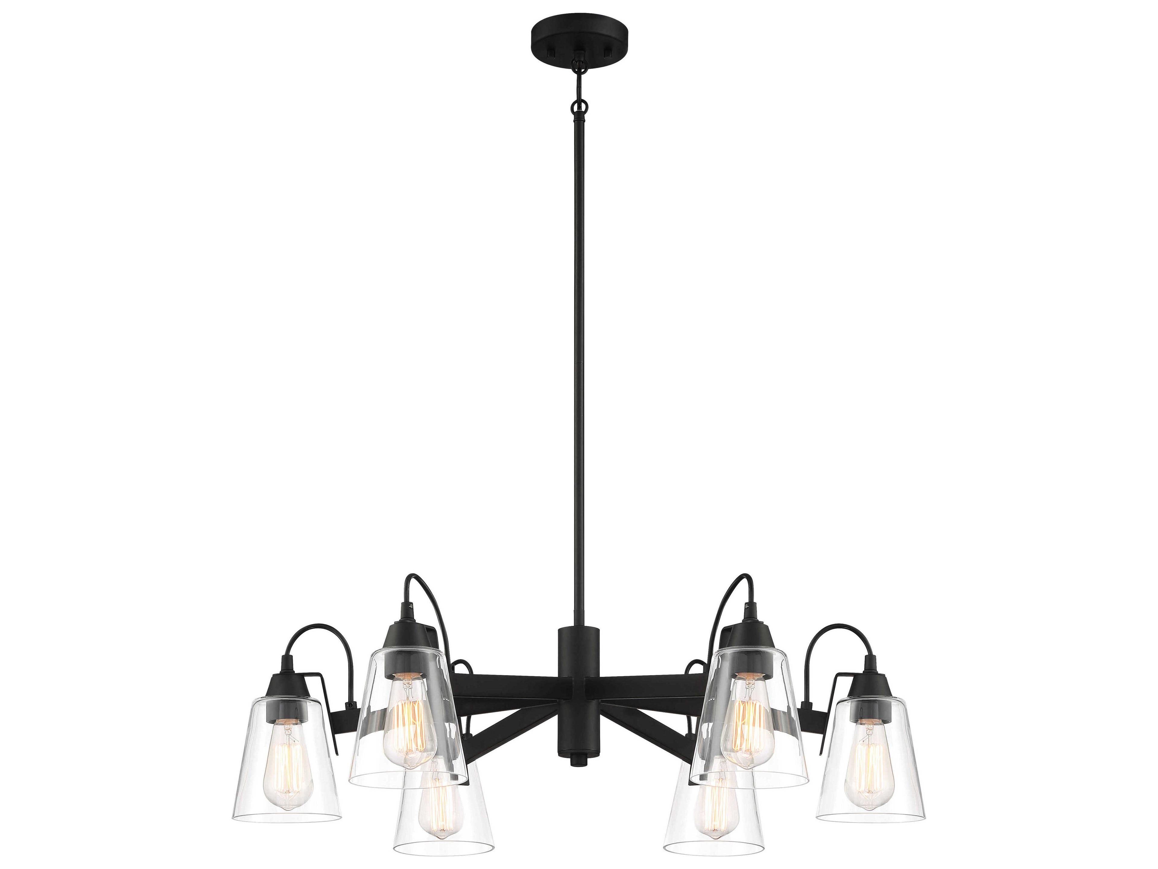 Beckonridge 6-Light Coal Black Glass Bell Chandelier