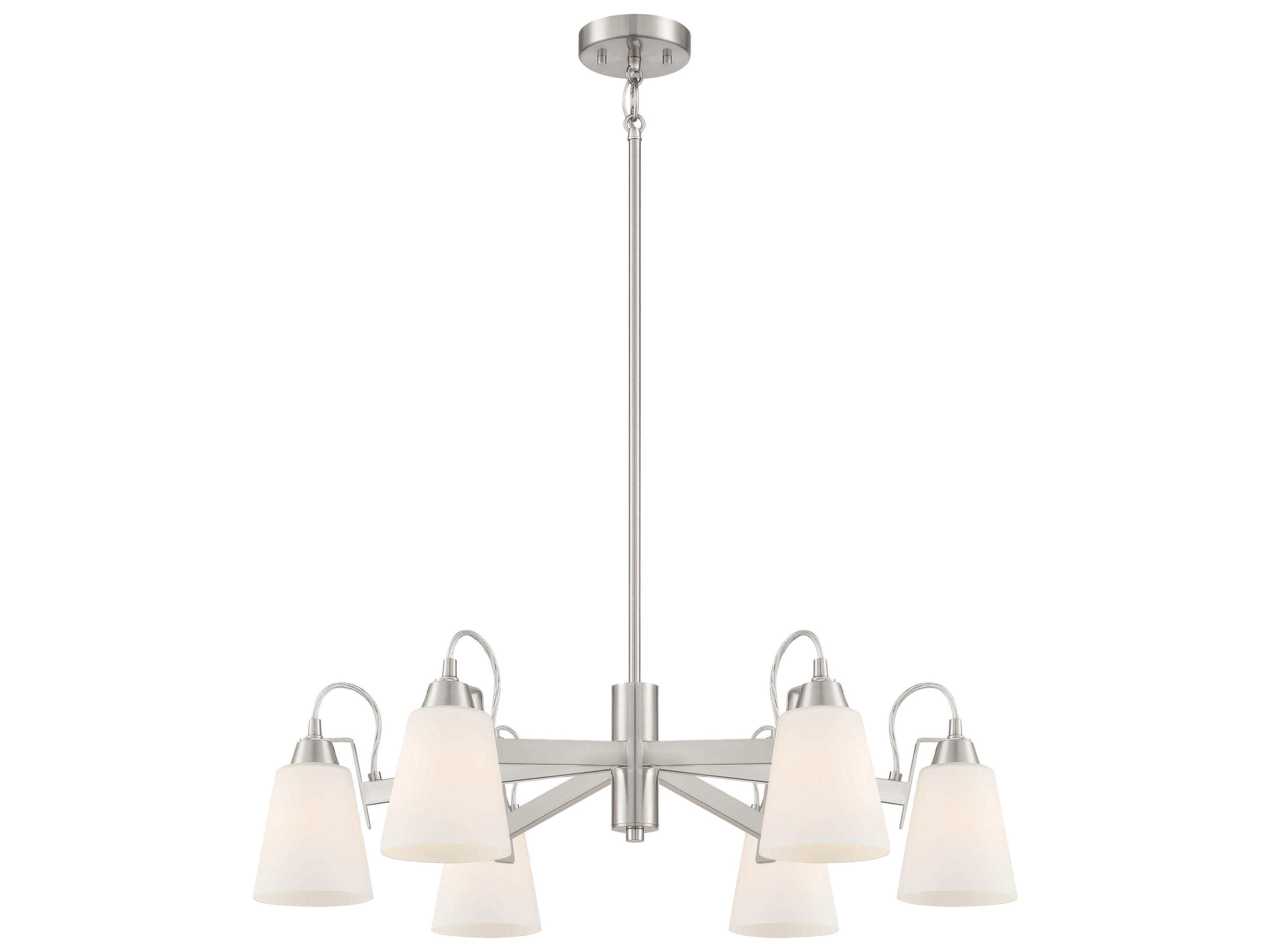 Beckonridge 6-Light Brushed Nickel Glass Bell Chandelier