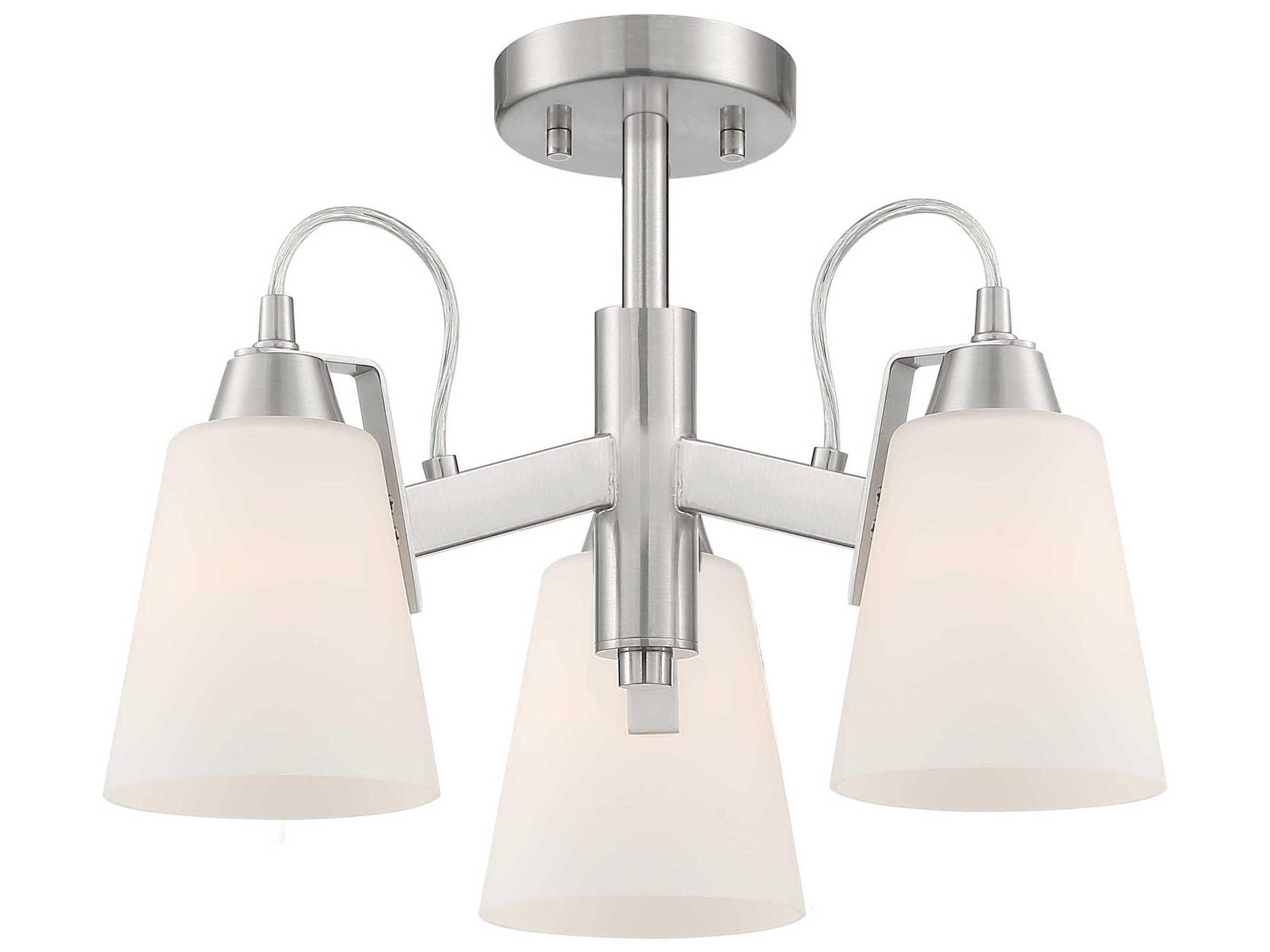 Beckonridge 3-Light Brushed Nickel Glass Bell Semi Flush Mount