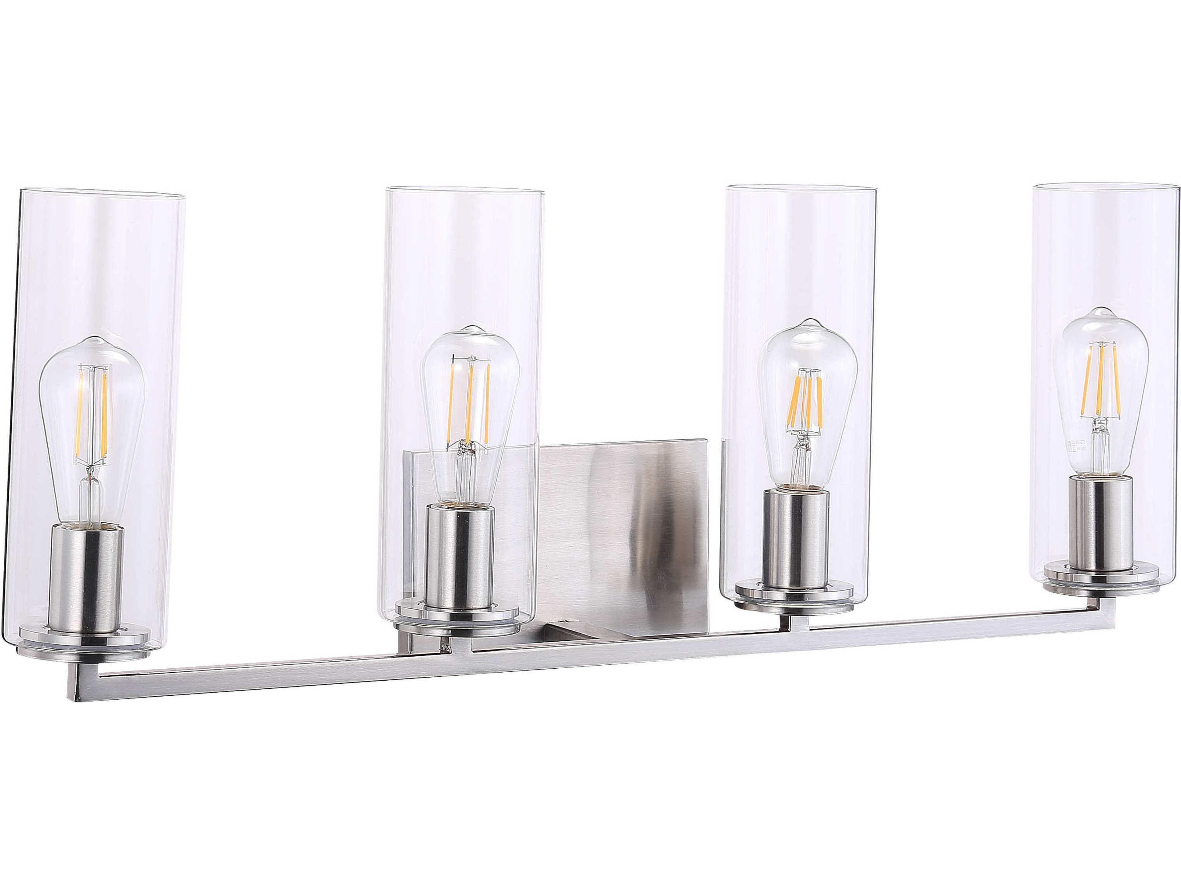 Acacia 4-Light Brushed Nickel Glass Vanity Light