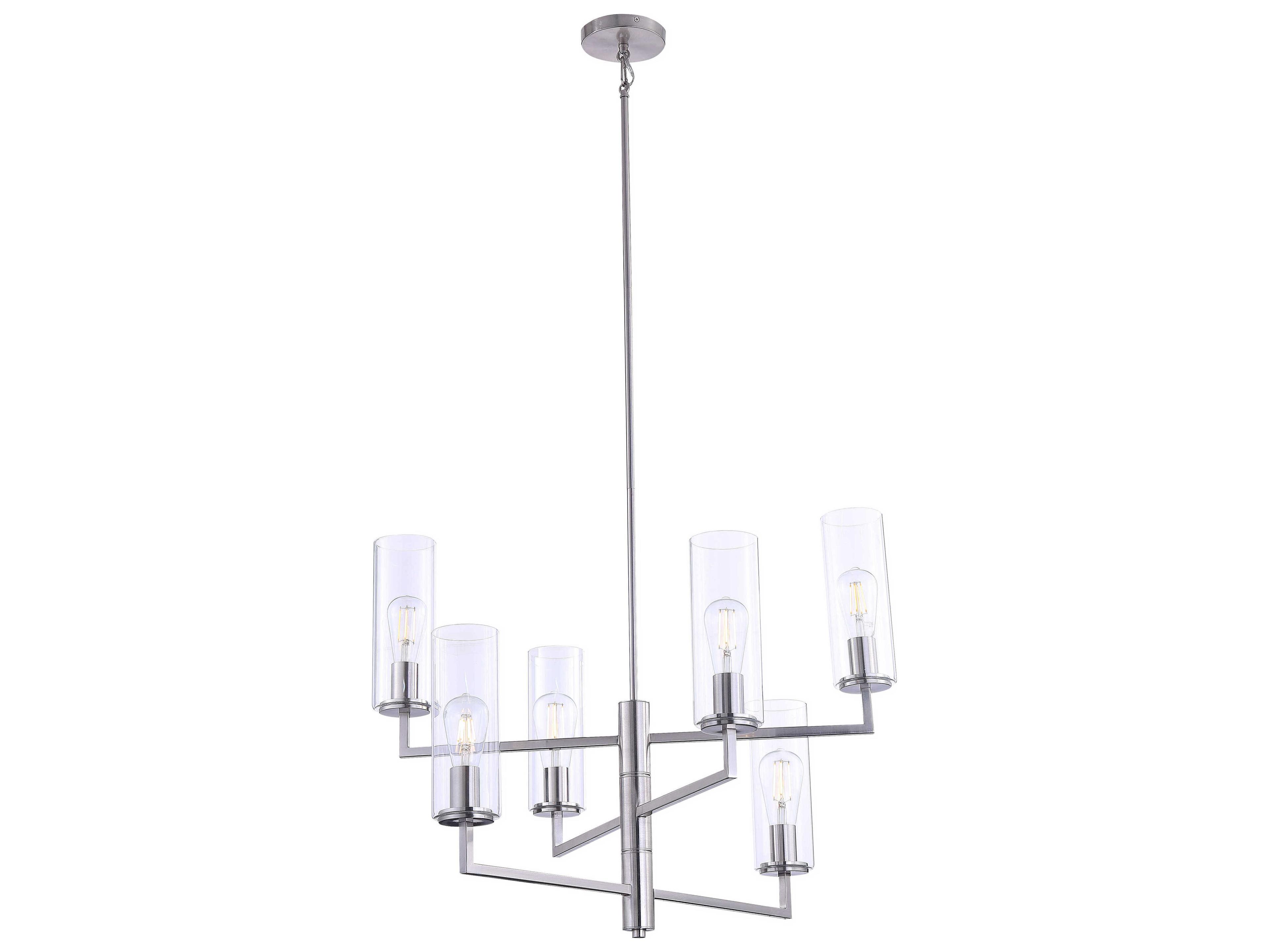 Acacia 6-Light Brushed Nickel Glass Cylinder Chandelier