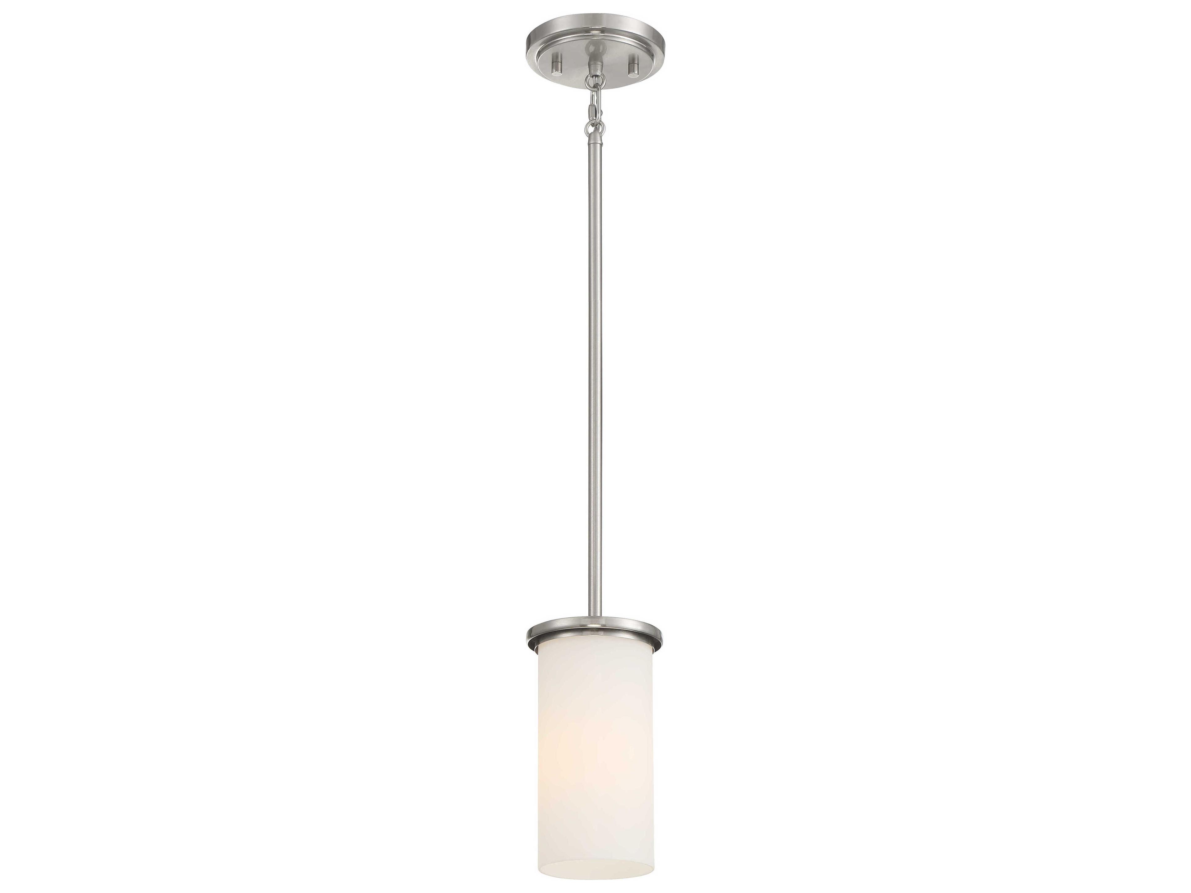 Haisley 1-Light Brushed Nickel Glass Cylinder Mini Pendant