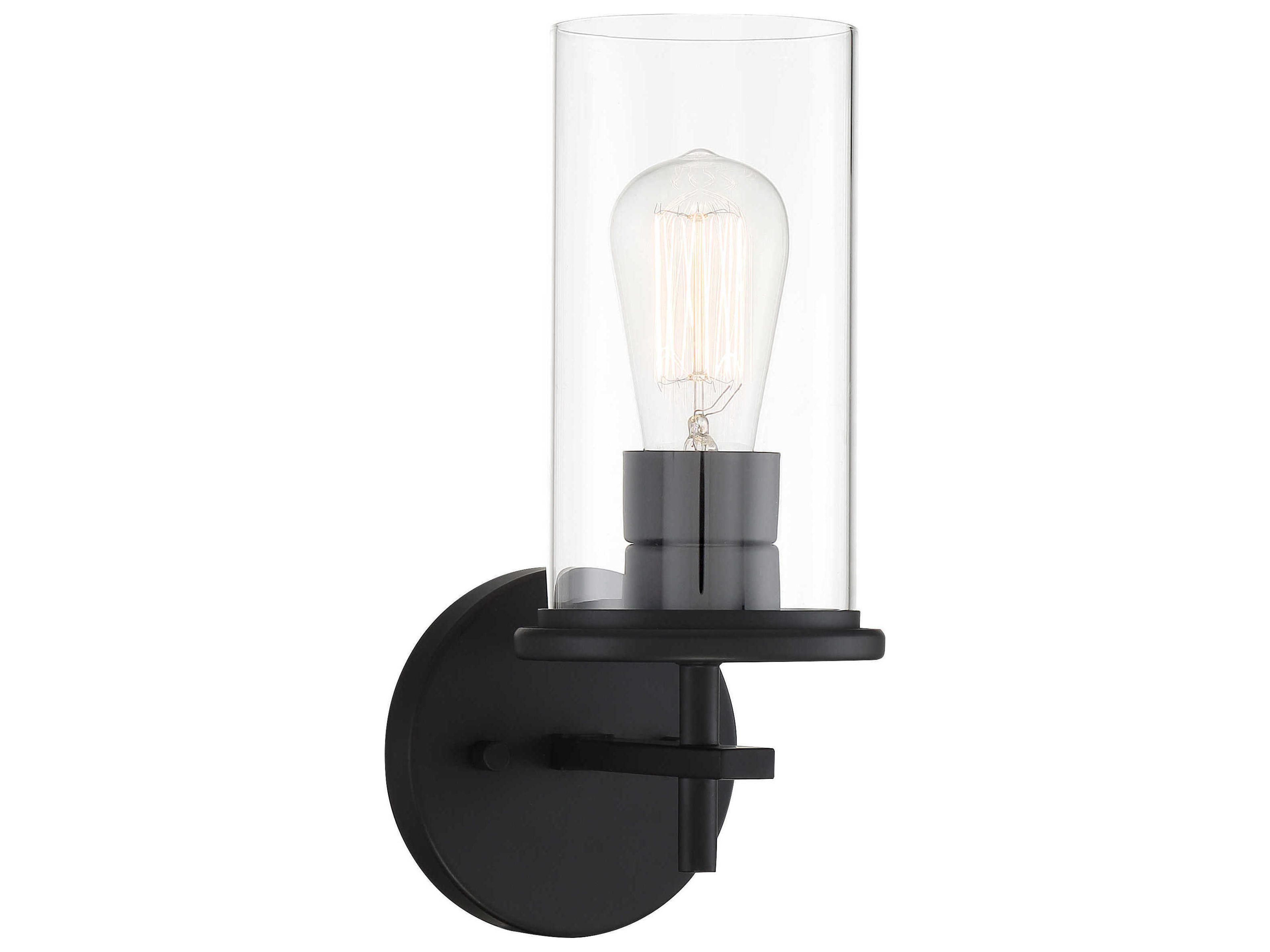Haisley 1-Light Coal Black Glass Wall Sconce
