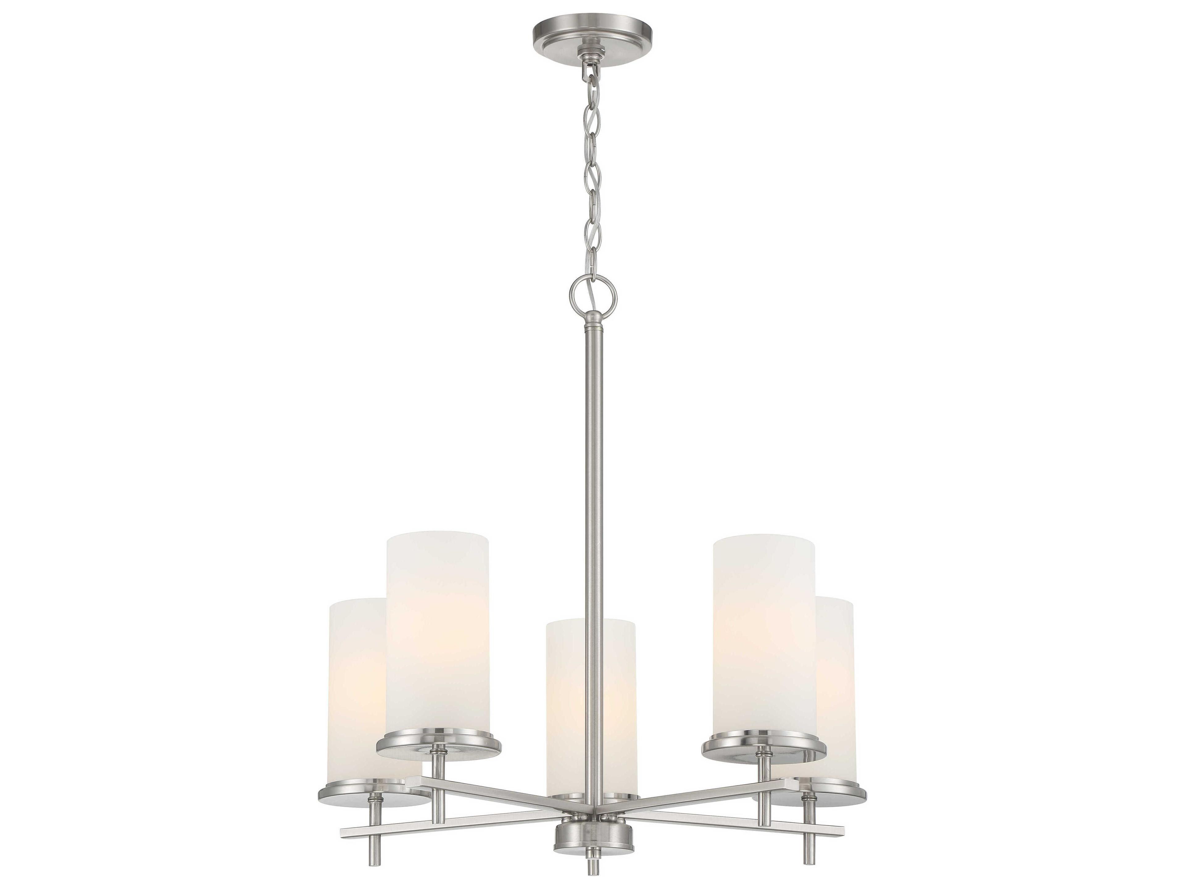 Haisley 5-Light Brushed Nickel Glass Cylinder Chandelier
