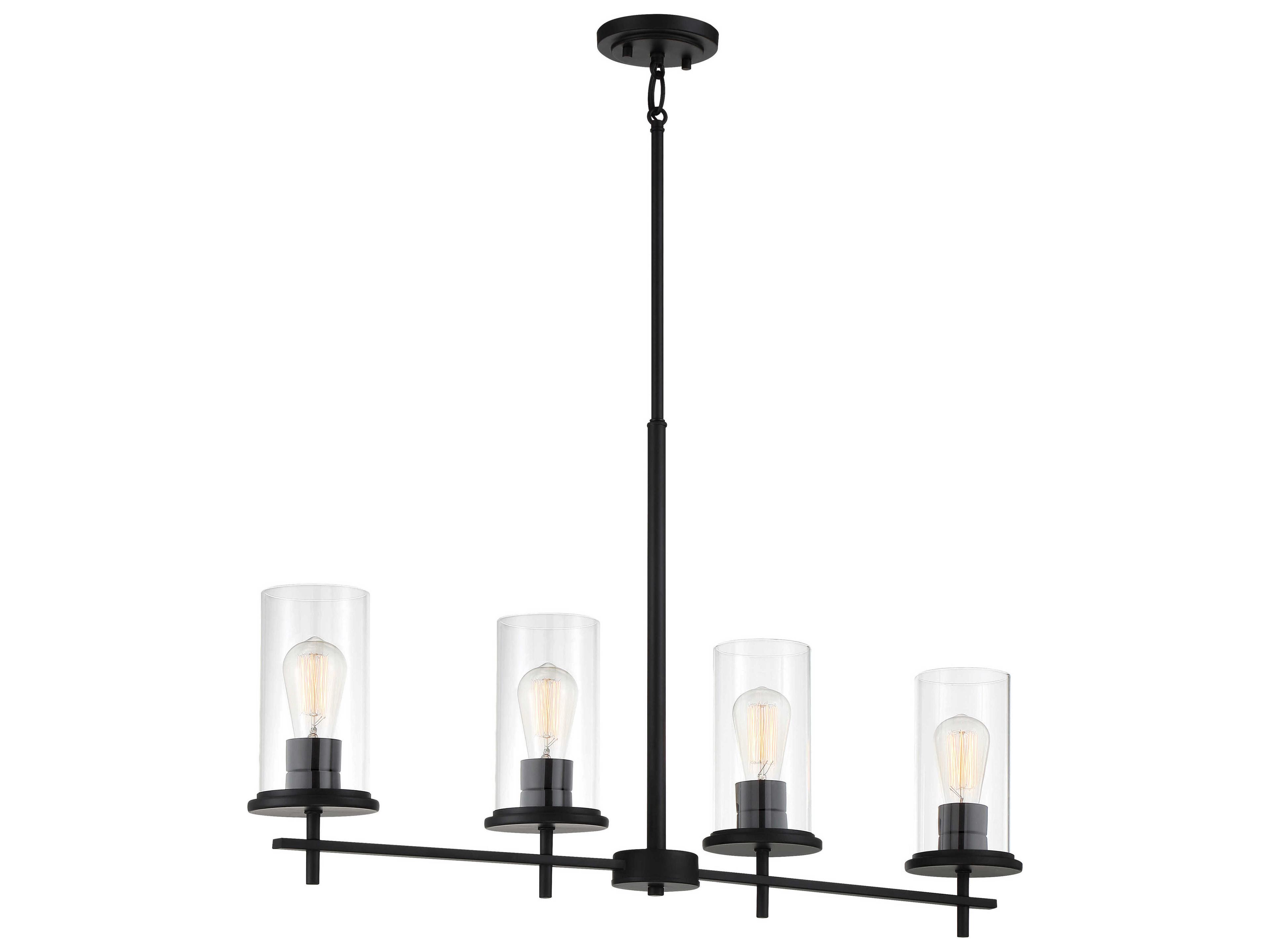 Haisley 4-Light Coal Black Glass Cylinder Island Pendant